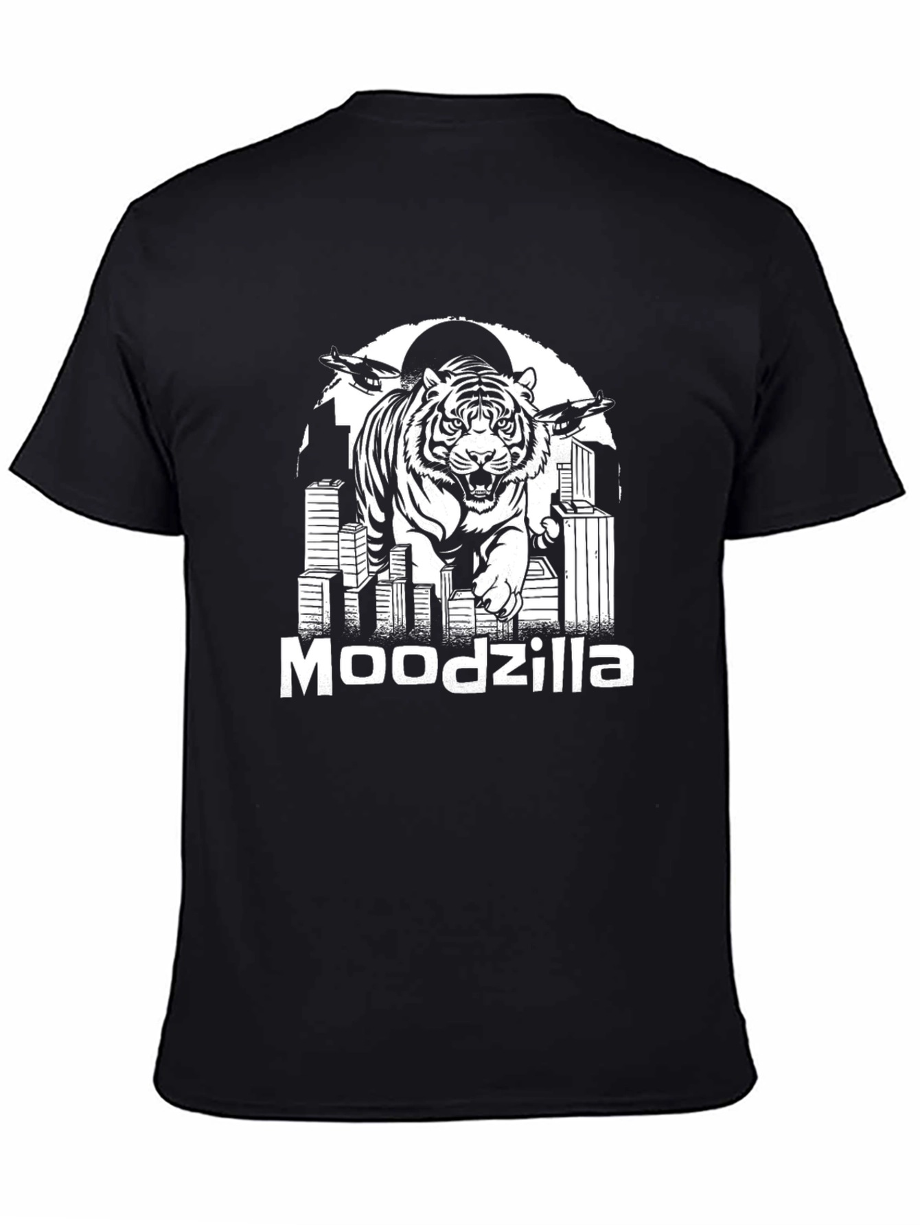 Moodzilla Tiger Graphic Black T-Shirt
