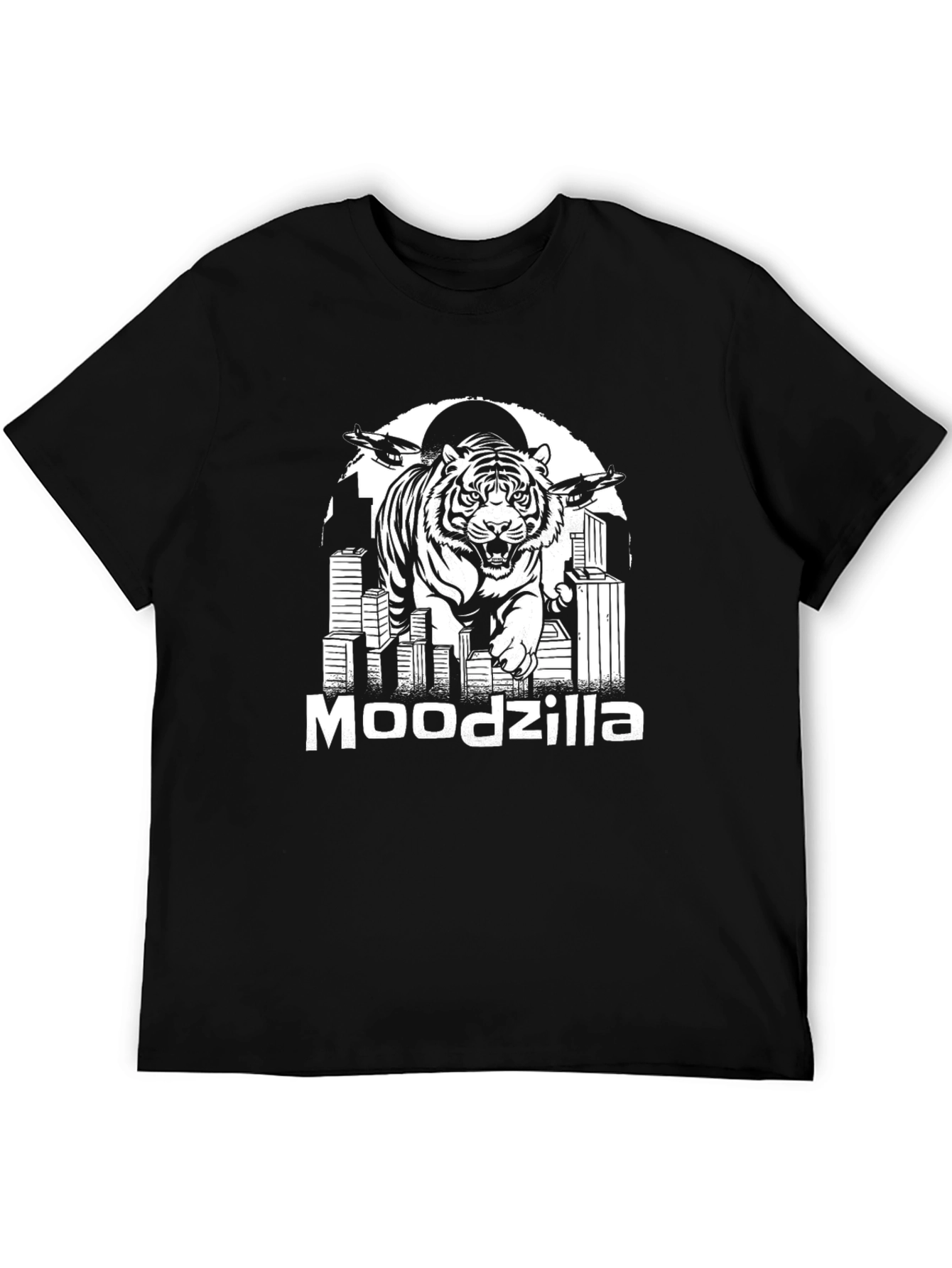 Moodzilla Tiger Graphic Black T-Shirt