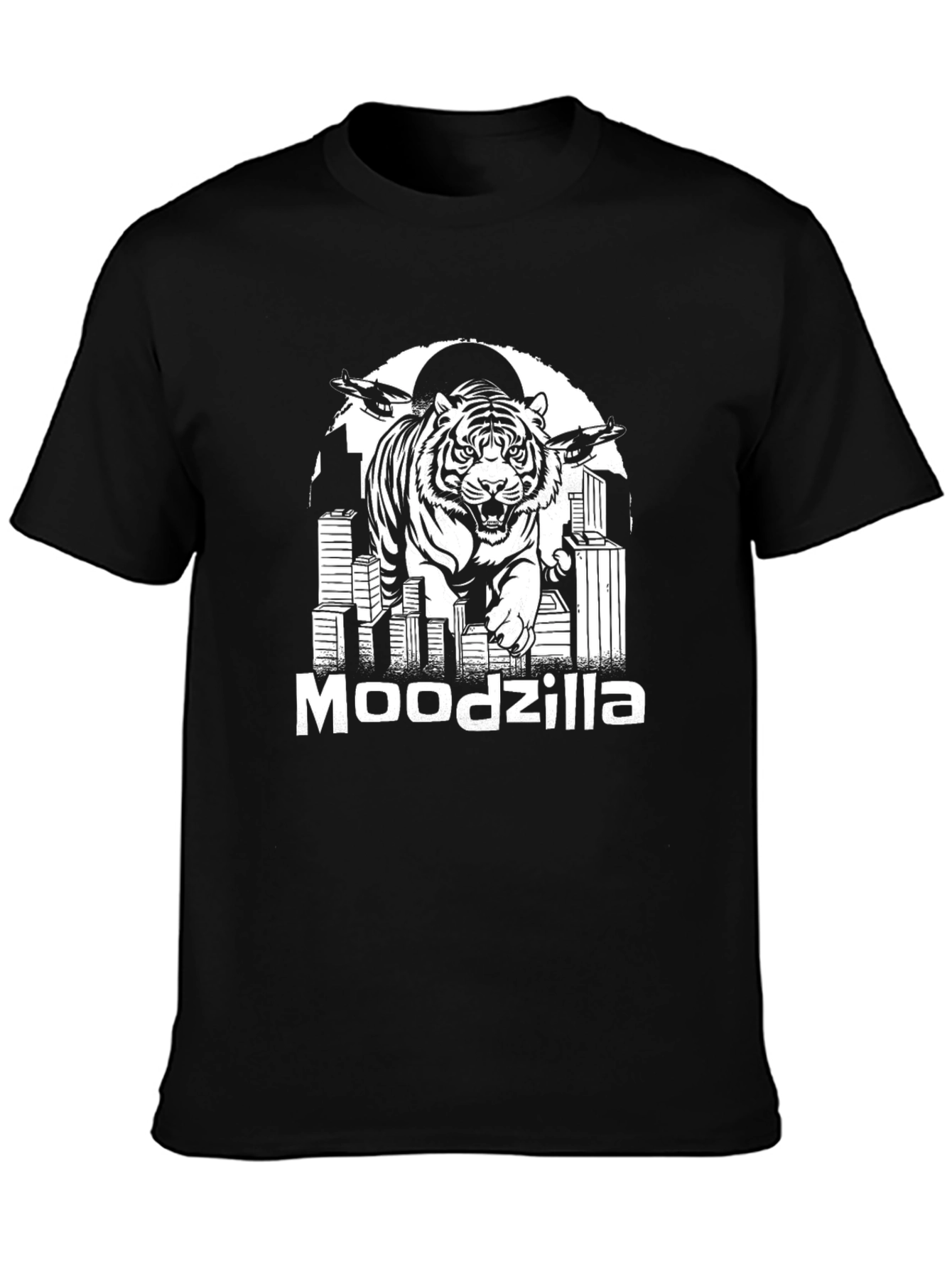 Moodzilla Tiger Graphic Black T-Shirt