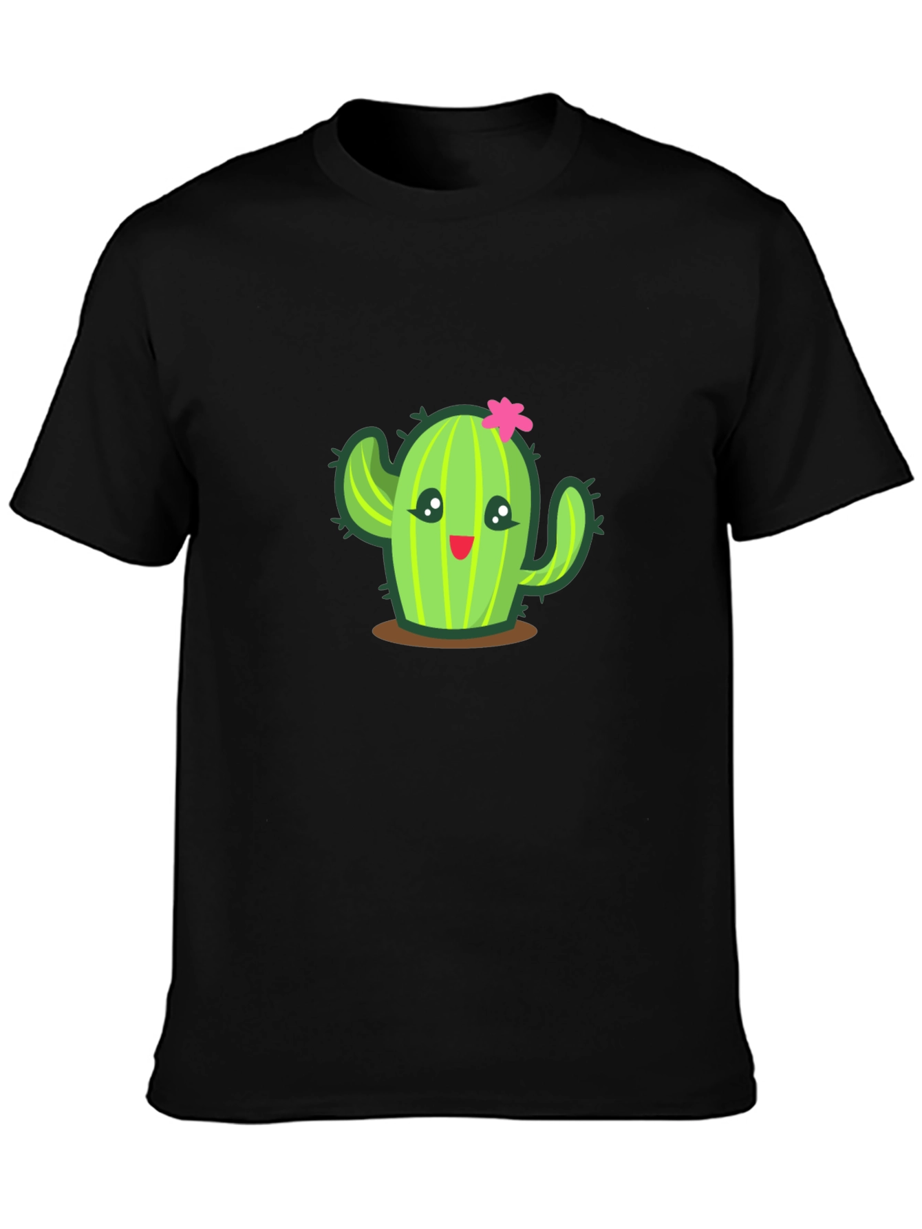 Cute Cactus Graphic Tee - Black