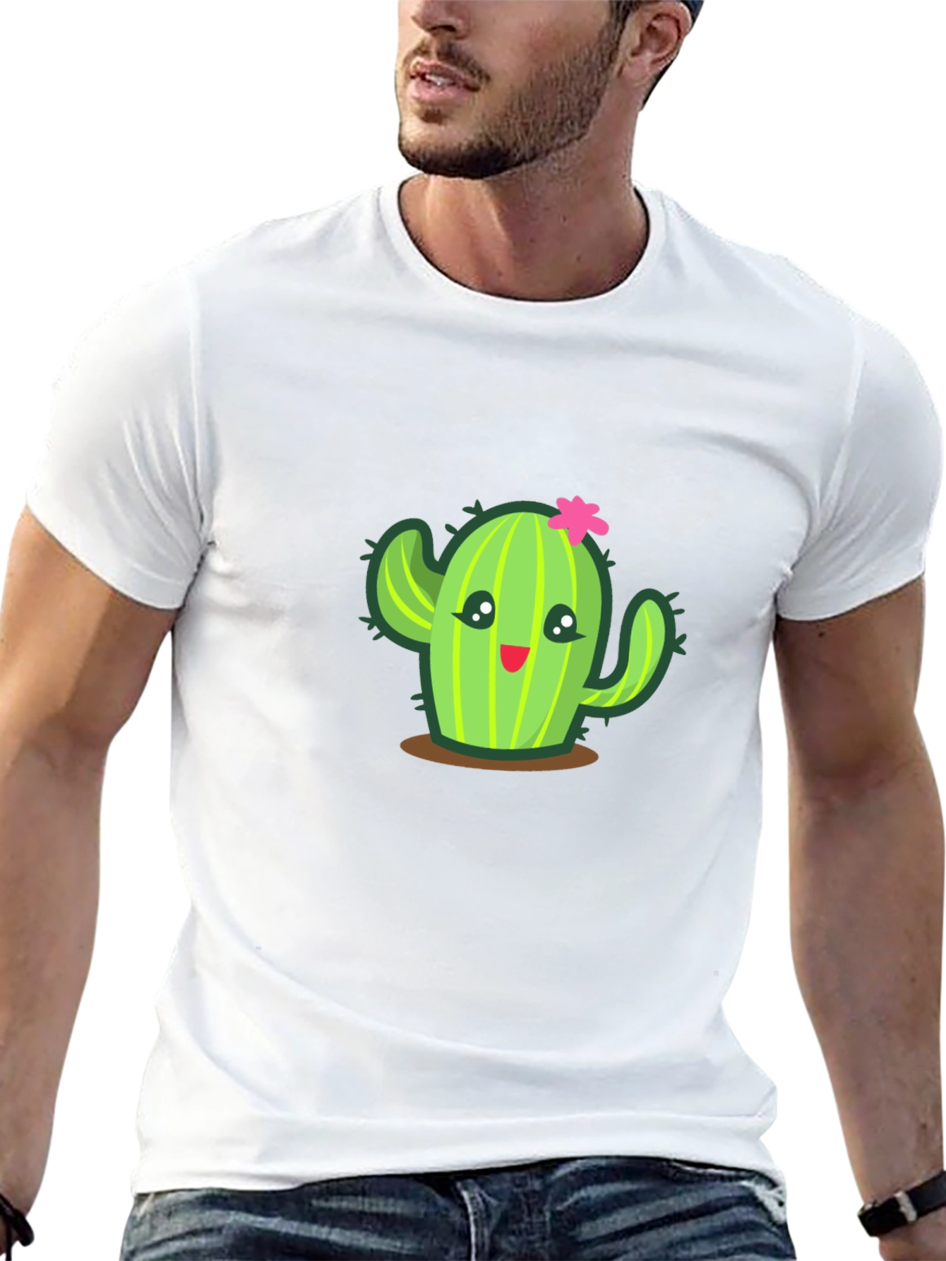Cute Cactus Graphic Tee - Black