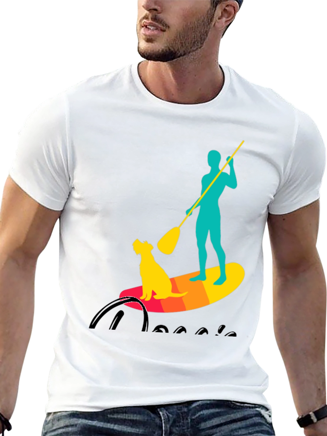 Paddle Board Dog T-Shirt - Cool Watersports Tee