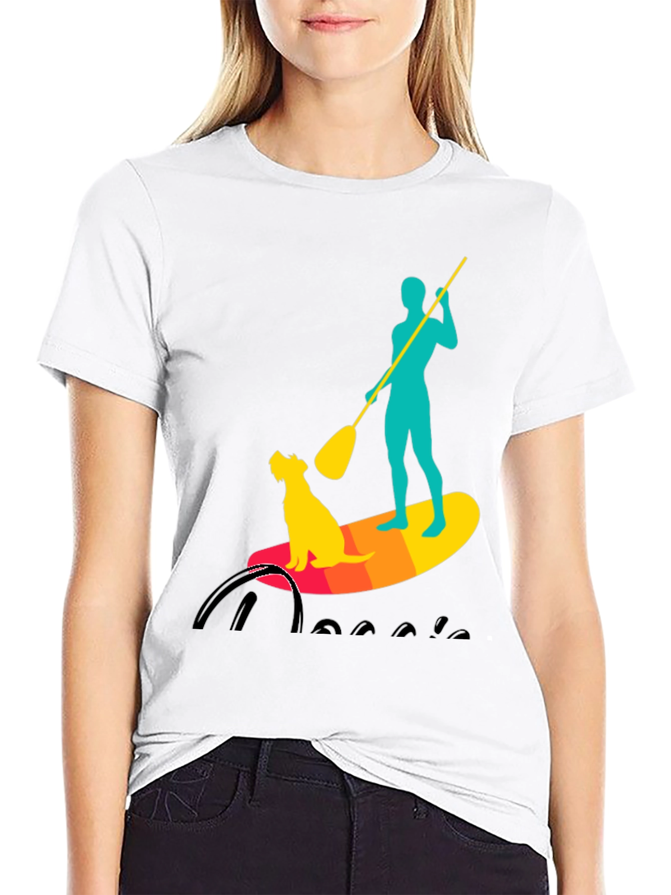Paddle Board Dog T-Shirt - Cool Watersports Tee