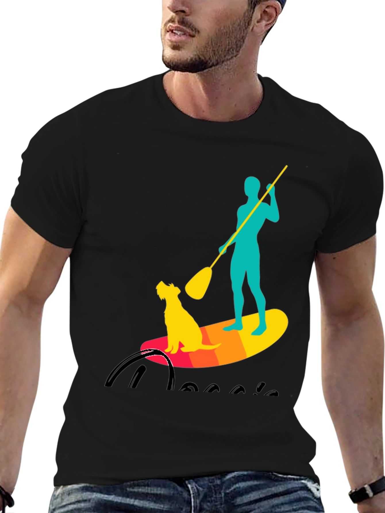 Paddle Board Dog T-Shirt - Cool Watersports Tee