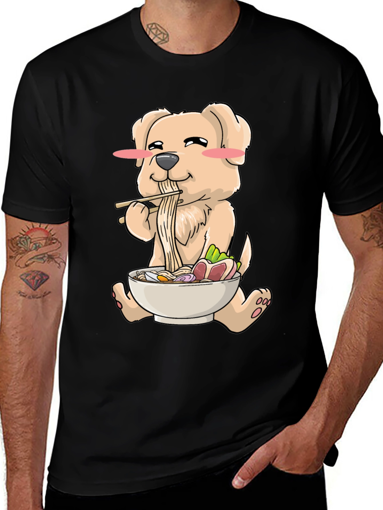 Ramen Dog T-Shirt - Cute Cartoon Design