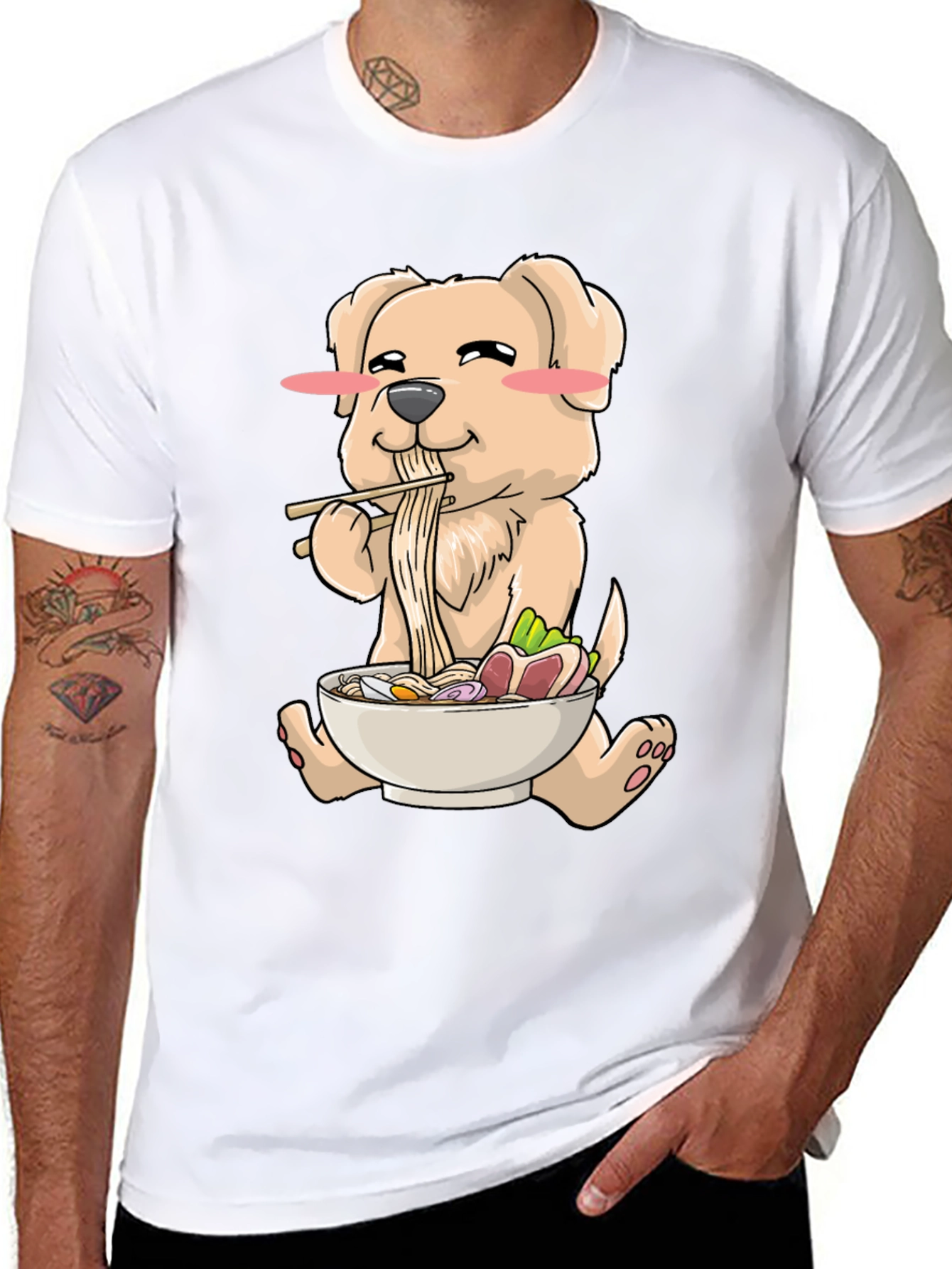 Ramen Dog T-Shirt - Cute Cartoon Design