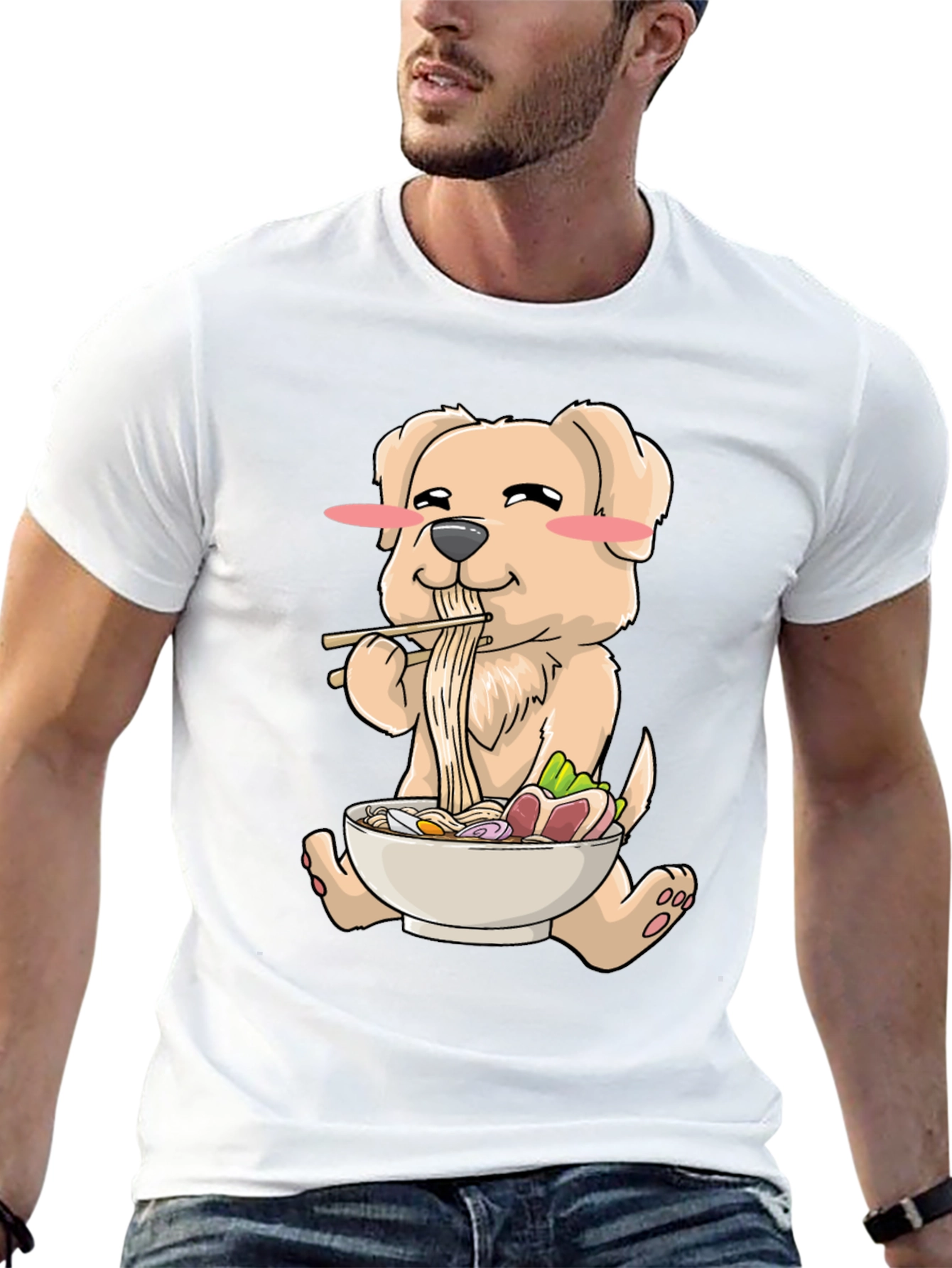 Ramen Dog T-Shirt - Cute Cartoon Design