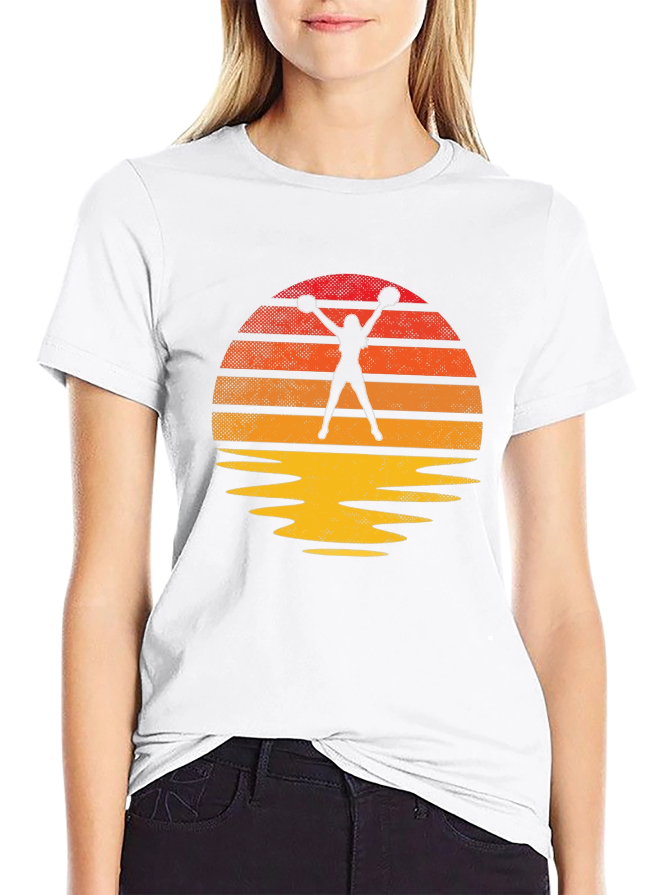 Cheerleader Sunset Graphic Tee - Retro Vibe