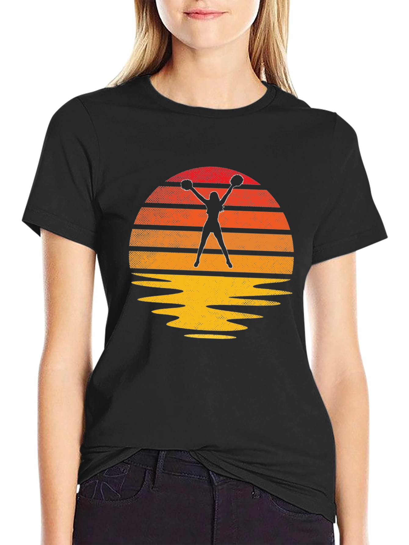 Cheerleader Sunset Graphic Tee - Retro Vibe