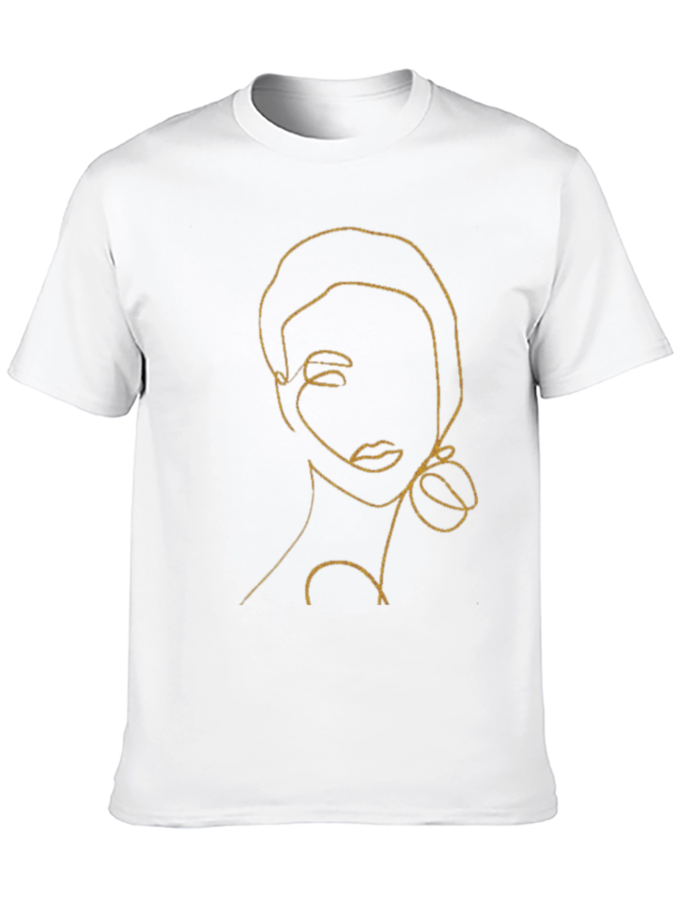 Abstract Woman Line Art Black T-Shirt