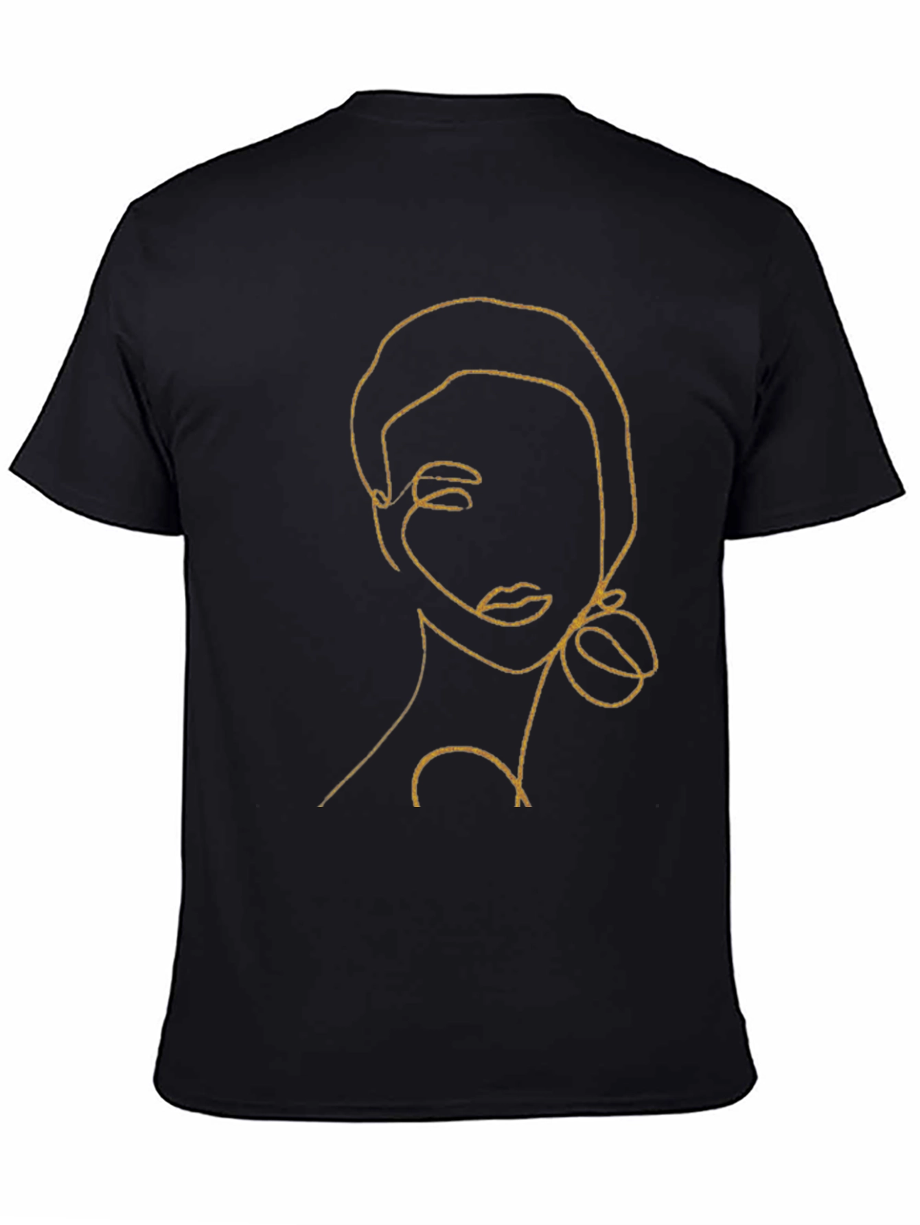Abstract Woman Line Art Black T-Shirt