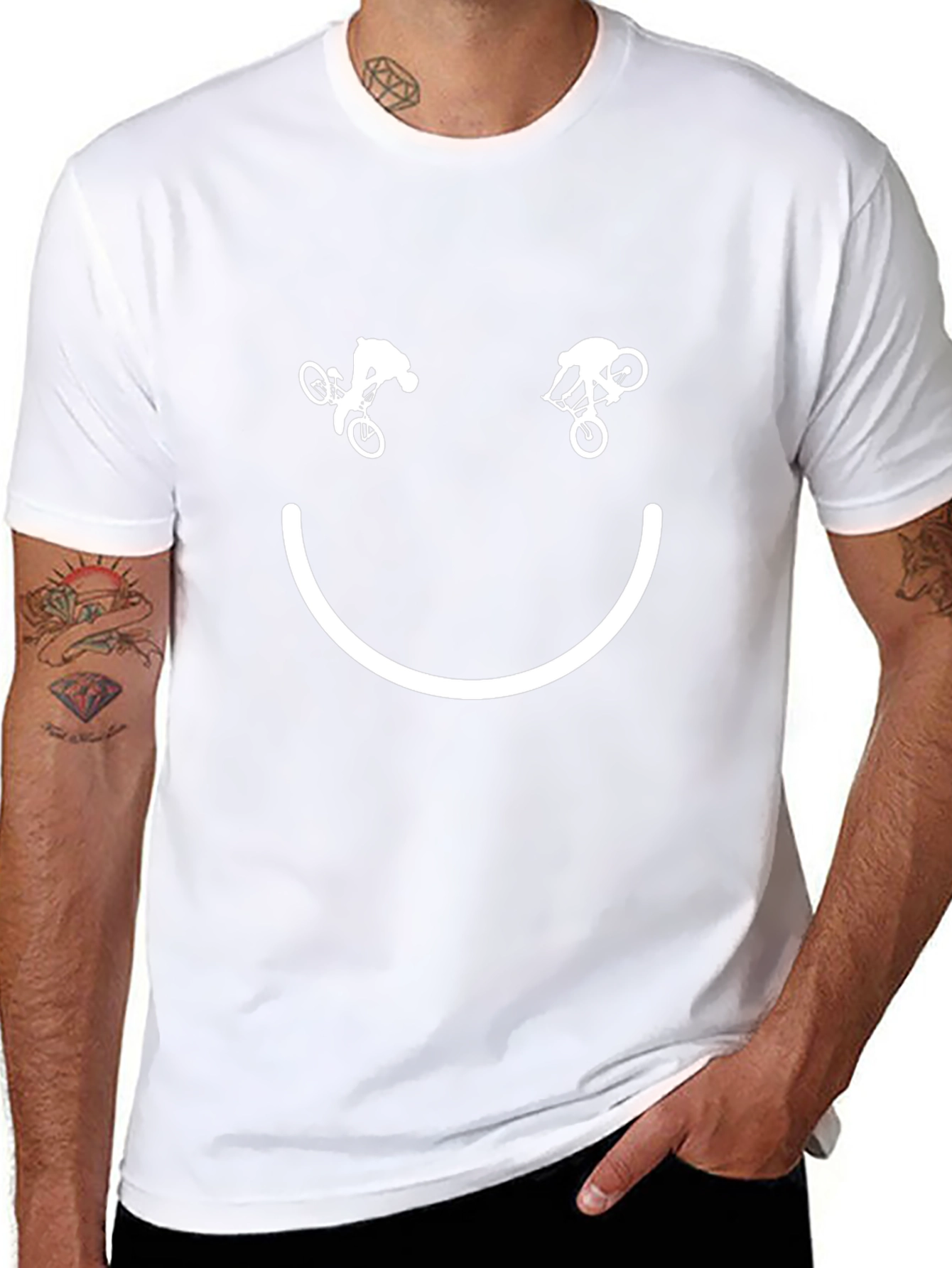 Smiley Face Mountain Biker T-Shirt - Black