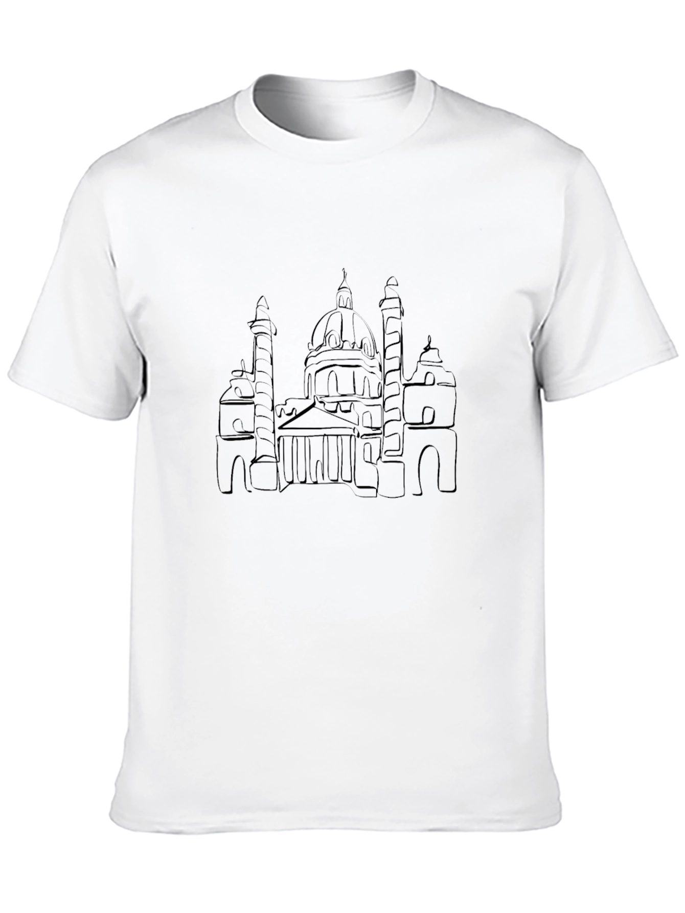 Architectural Line Art Black T-Shirt