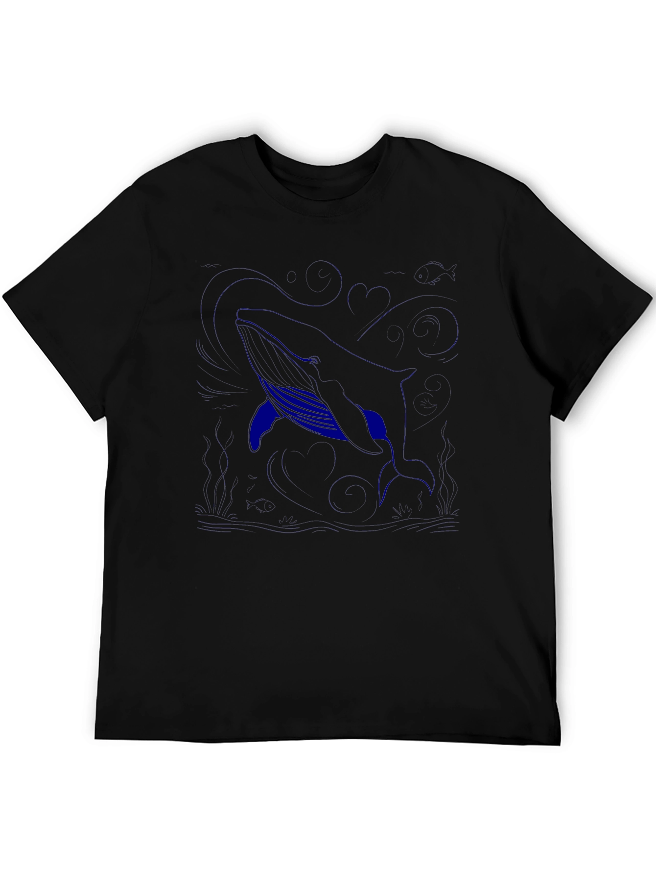 Whale Graphic Tee - Black Cotton Comfort