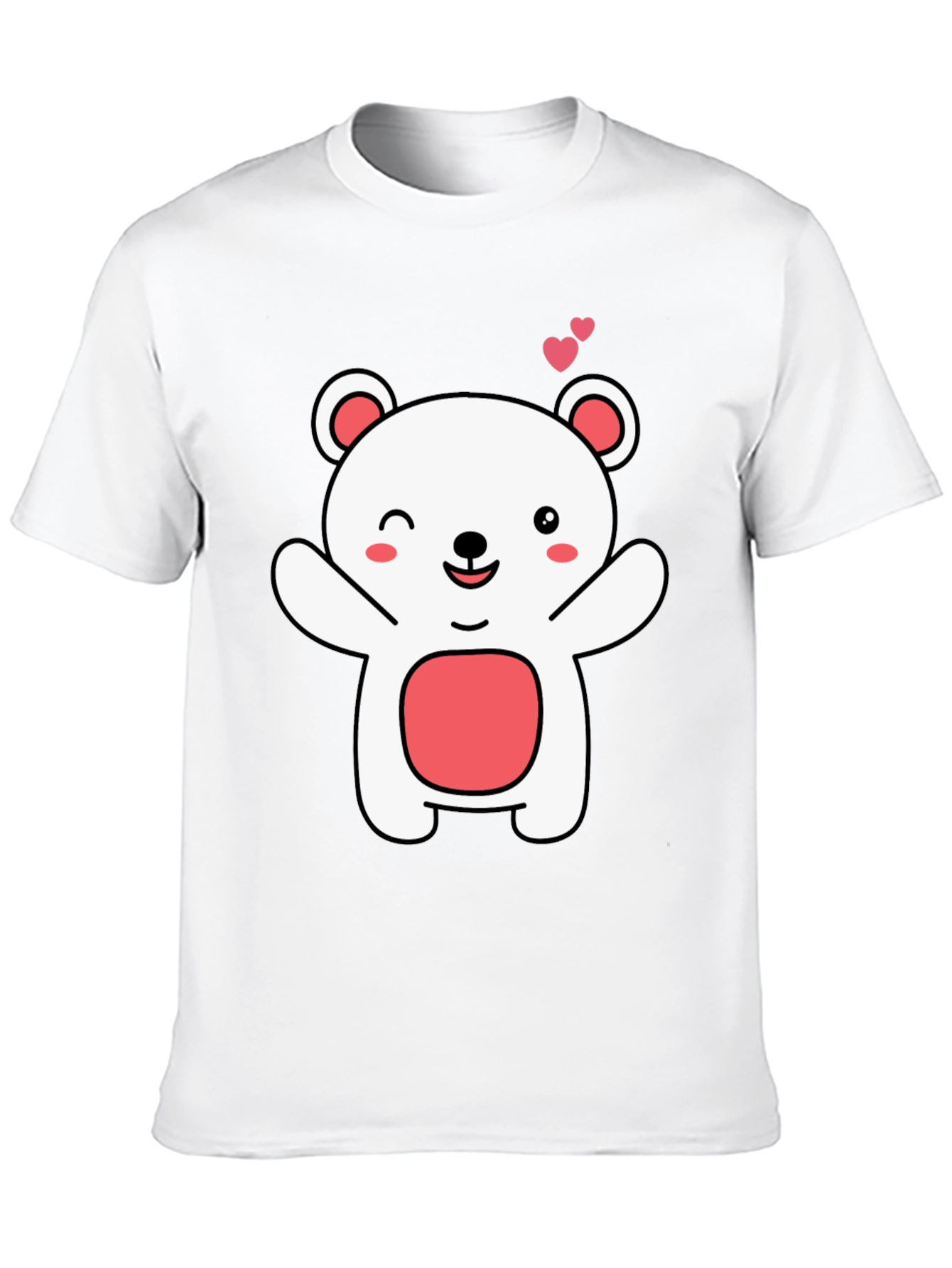 Cute Bear Graphic Tee - Black Cotton Comfort