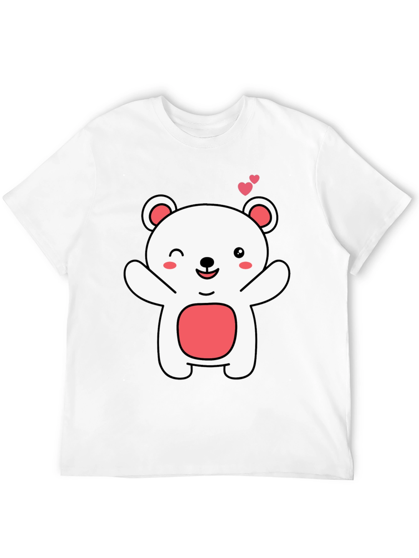 Cute Bear Graphic Tee - Black Cotton Comfort