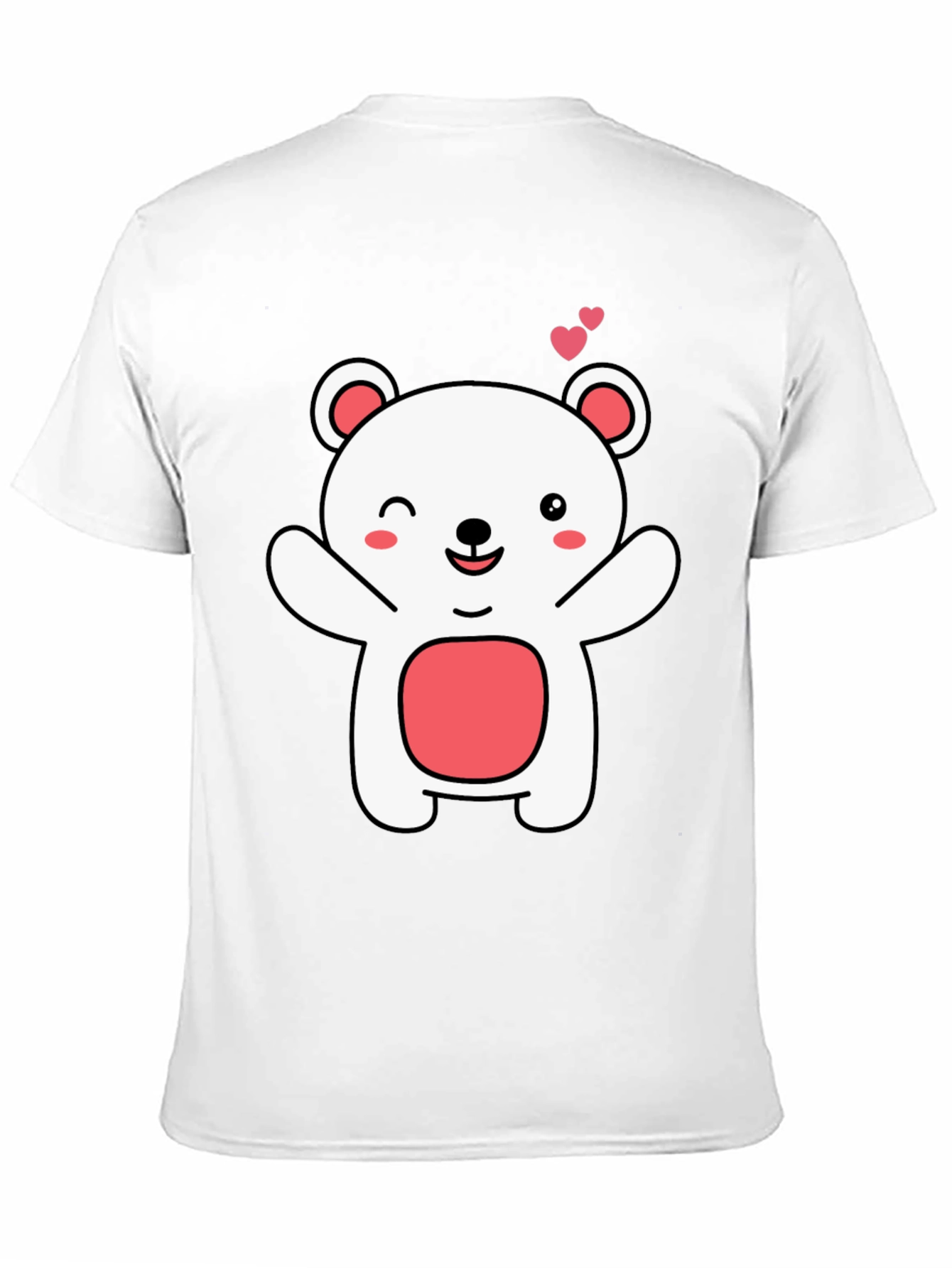 Cute Bear Graphic Tee - Black Cotton Comfort