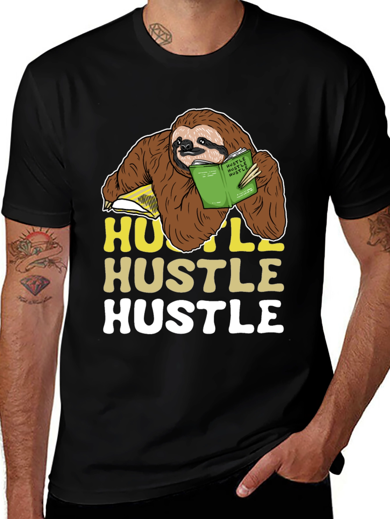 Sloth Hustle T-Shirt Funny Reading Tee