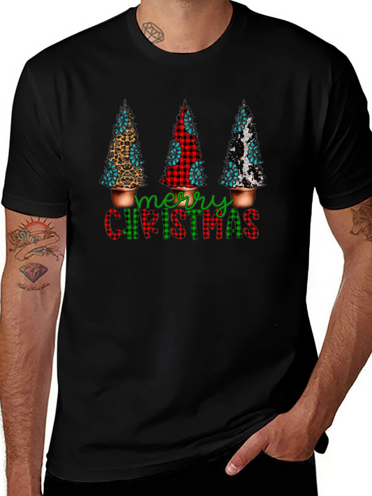 Merry Christmas Tree Graphic Tee - Holiday Style