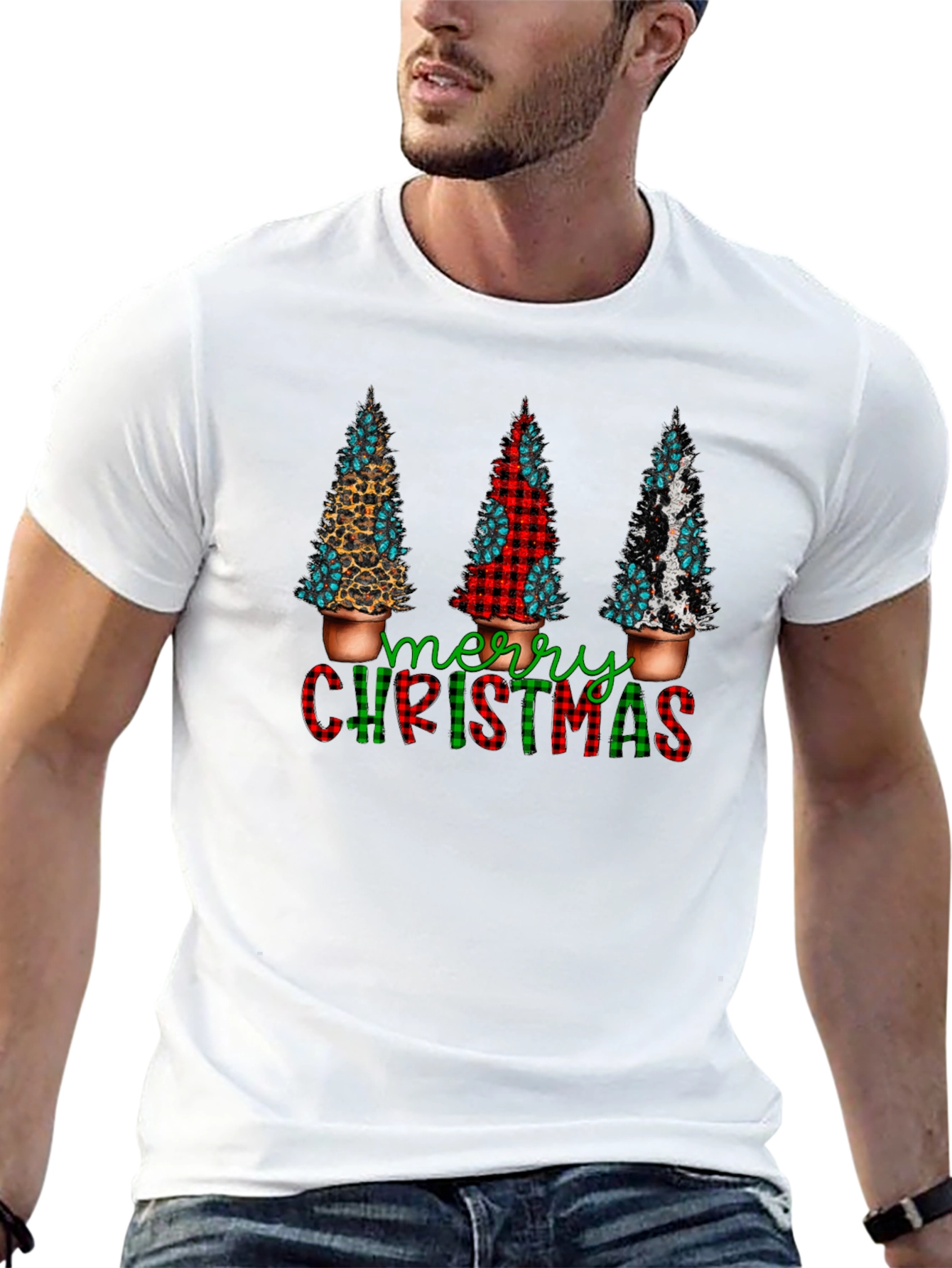 Merry Christmas Tree Graphic Tee - Holiday Style