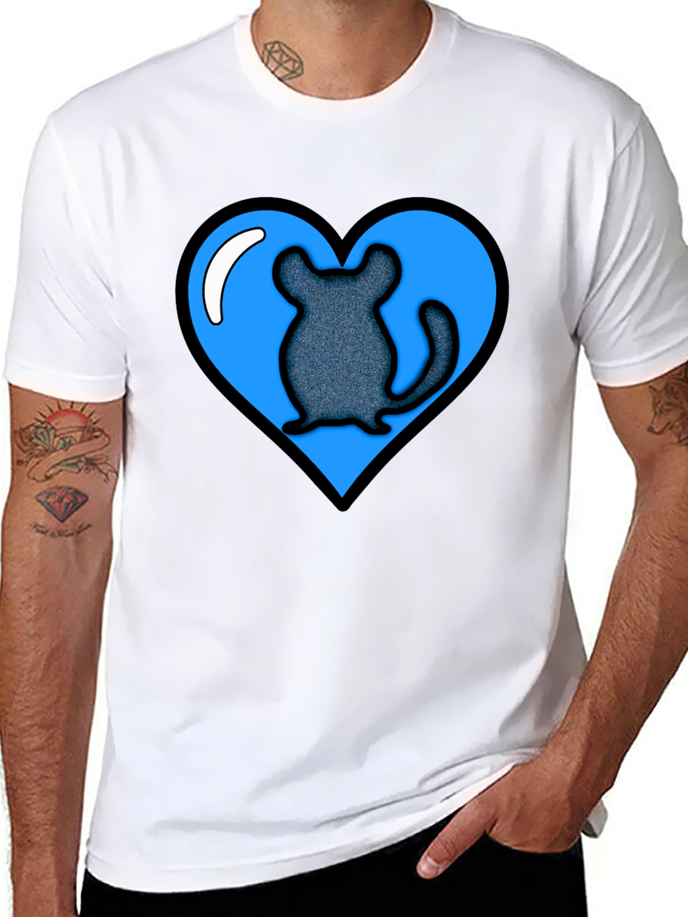Chinchilla Heart Graphic Tee - Black
