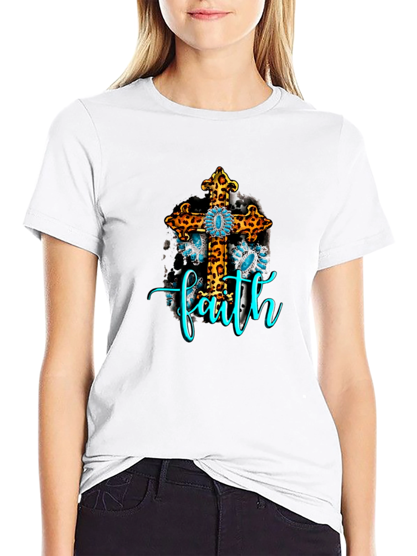Faith Leopard Cross Graphic Tee