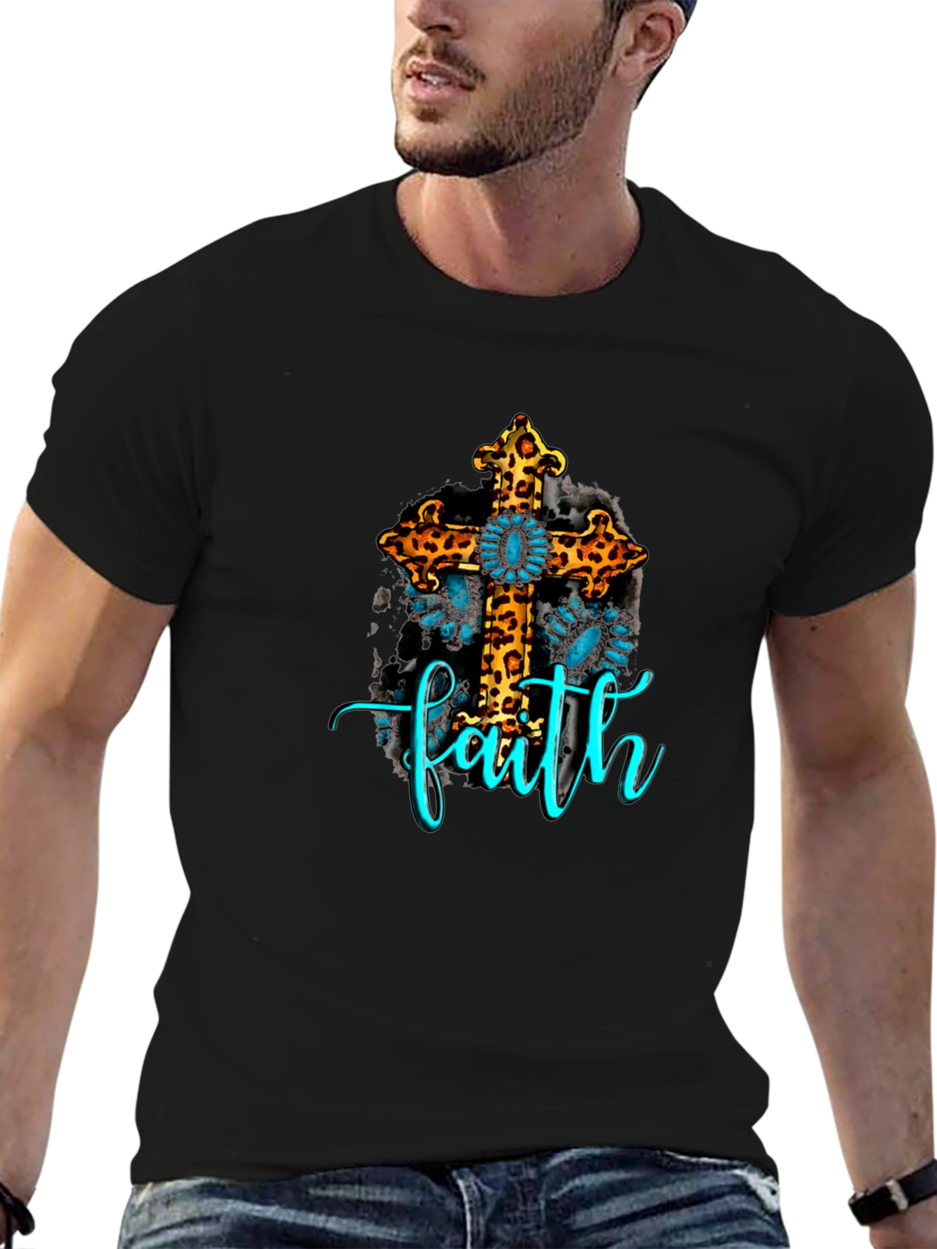 Faith Leopard Cross Graphic Tee