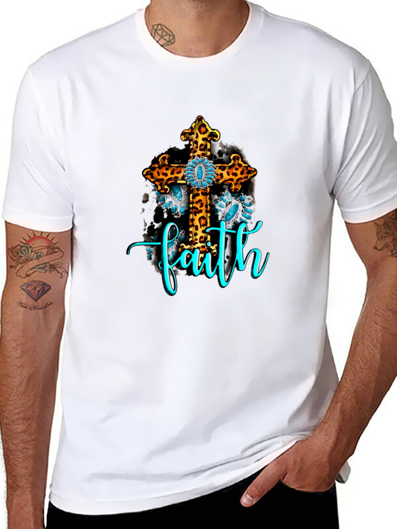 Faith Leopard Cross Graphic Tee
