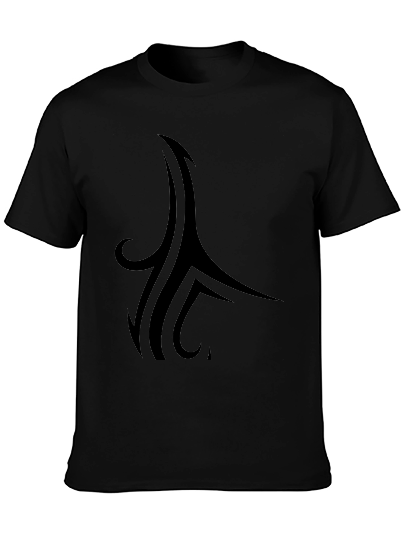 Stylish Black Tee with Tribal Design
