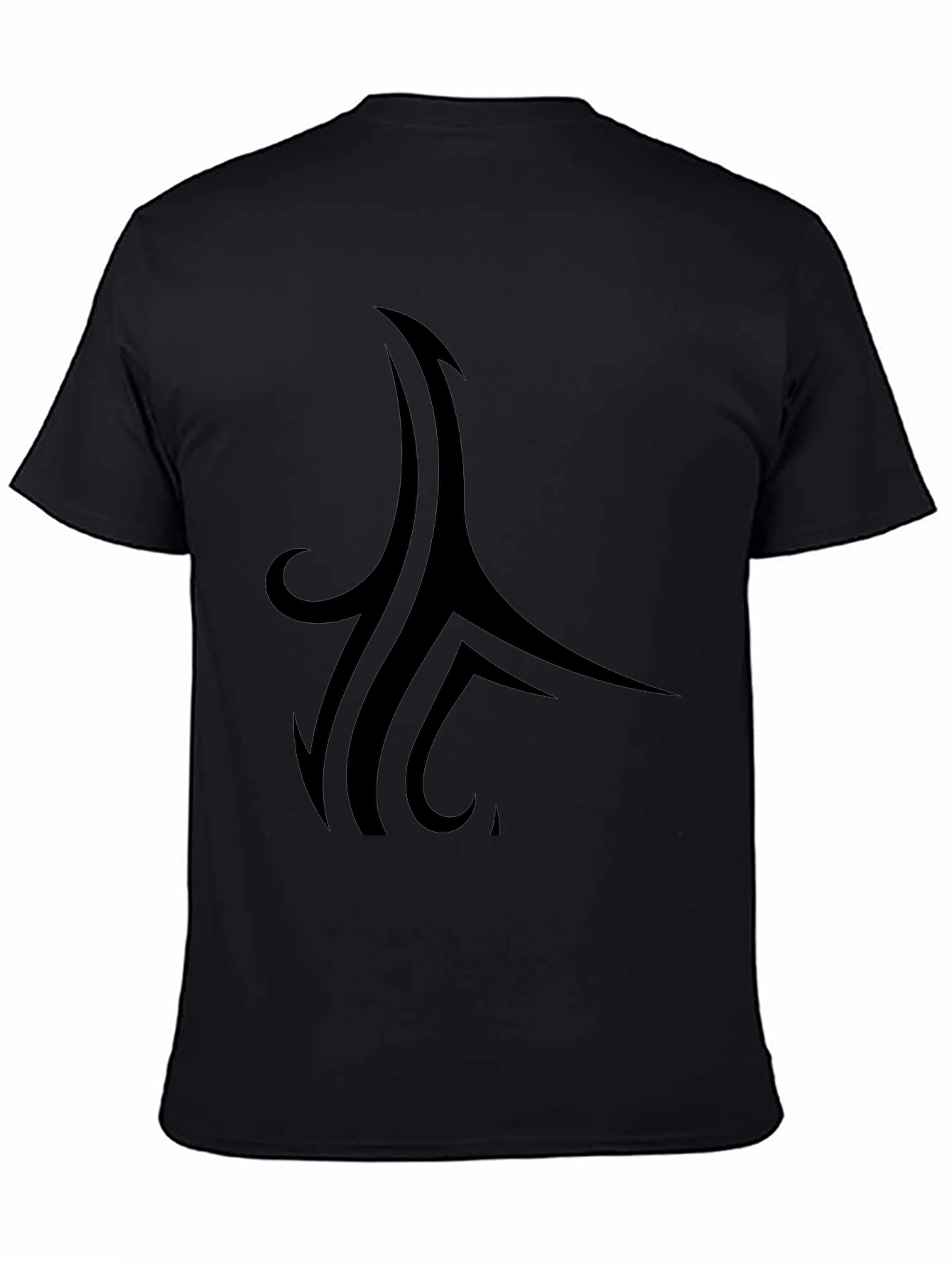 Stylish Black Tee with Tribal Design