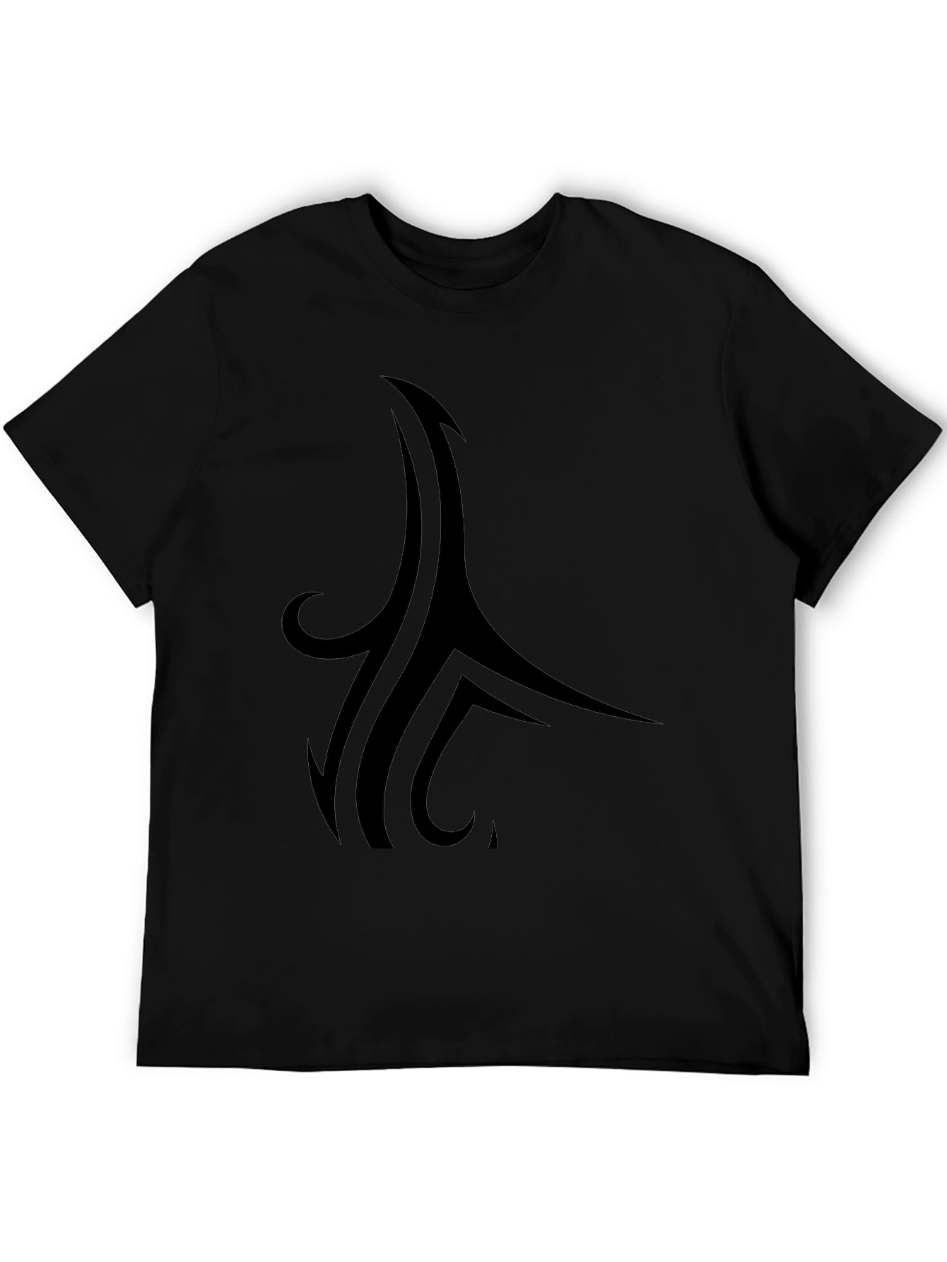 Stylish Black Tee with Tribal Design