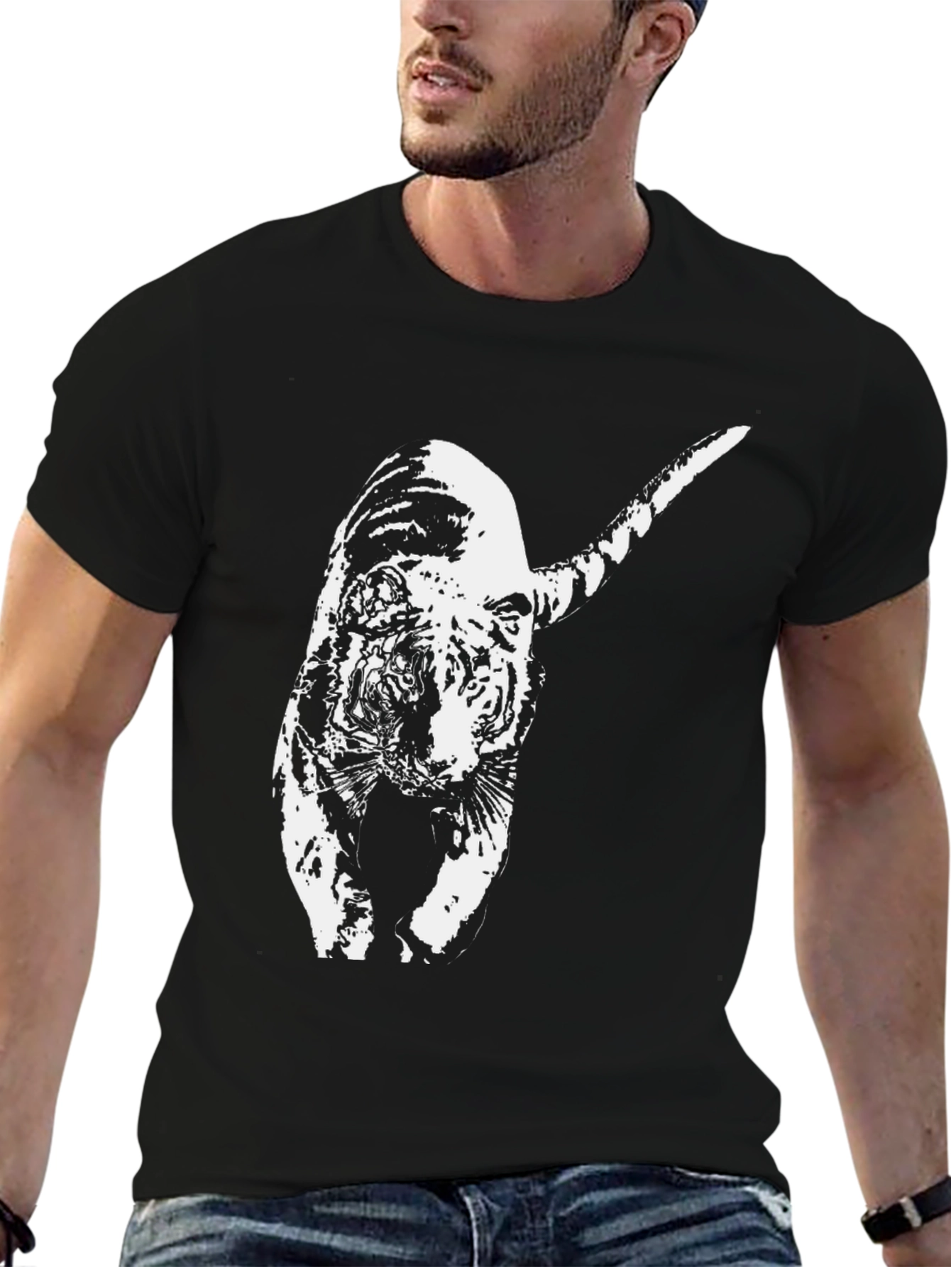 Tiger Graphic Black T-Shirt - Animal Print Tee