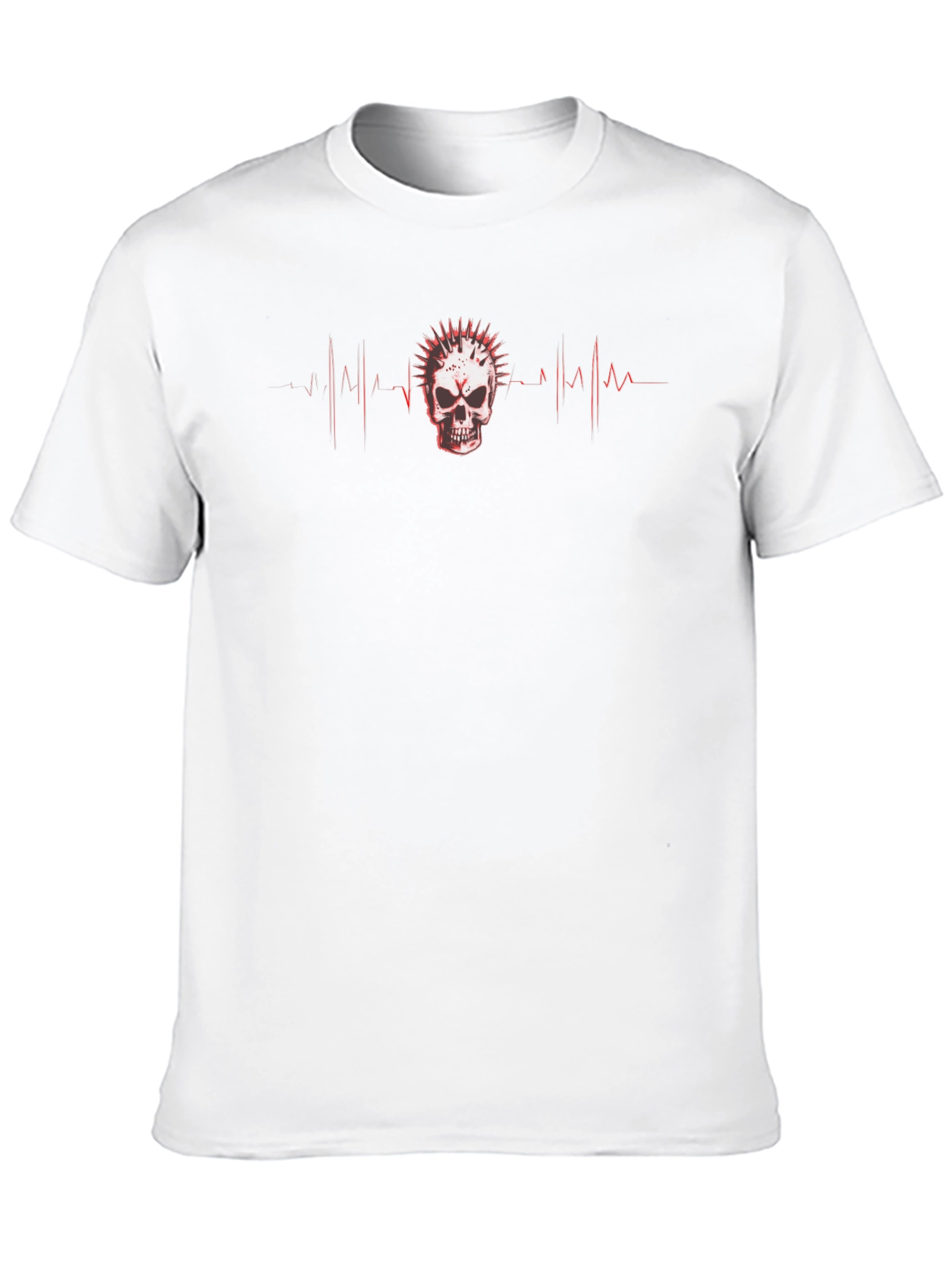 Edgy Skull Heartbeat Graphic Tee - Black