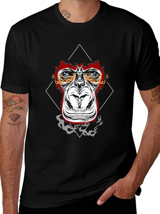 Fiery Ape Graphic Tee - Black Cotton T-Shirt
