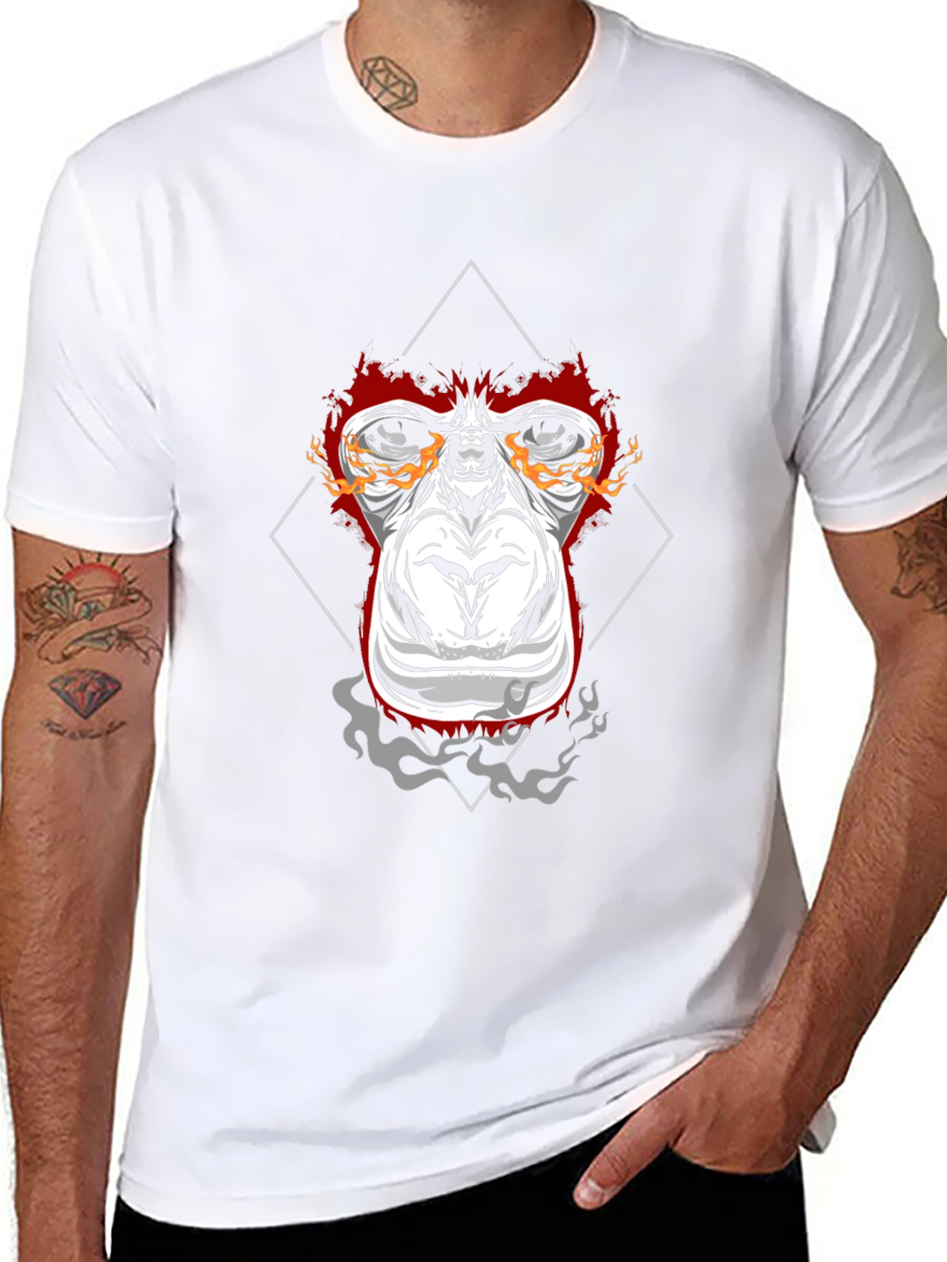 Fiery Ape Graphic Tee - Black Cotton T-Shirt