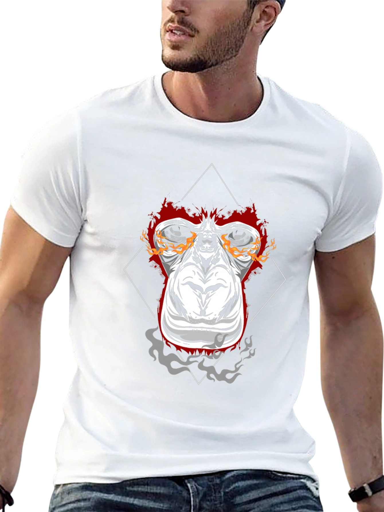 Fiery Ape Graphic Tee - Black Cotton T-Shirt