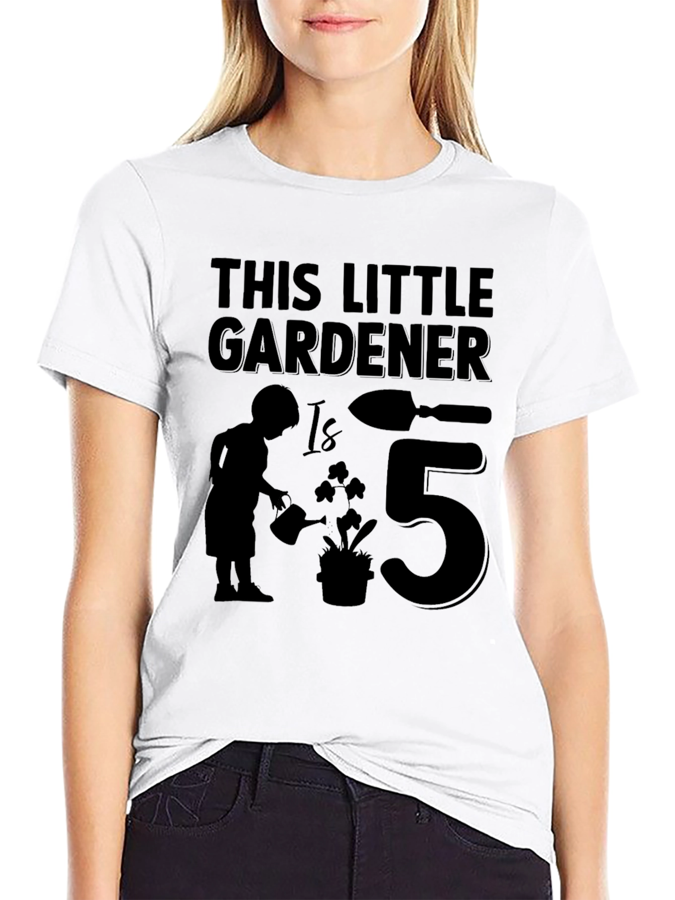Little Gardener 5th Birthday Black T-Shirt