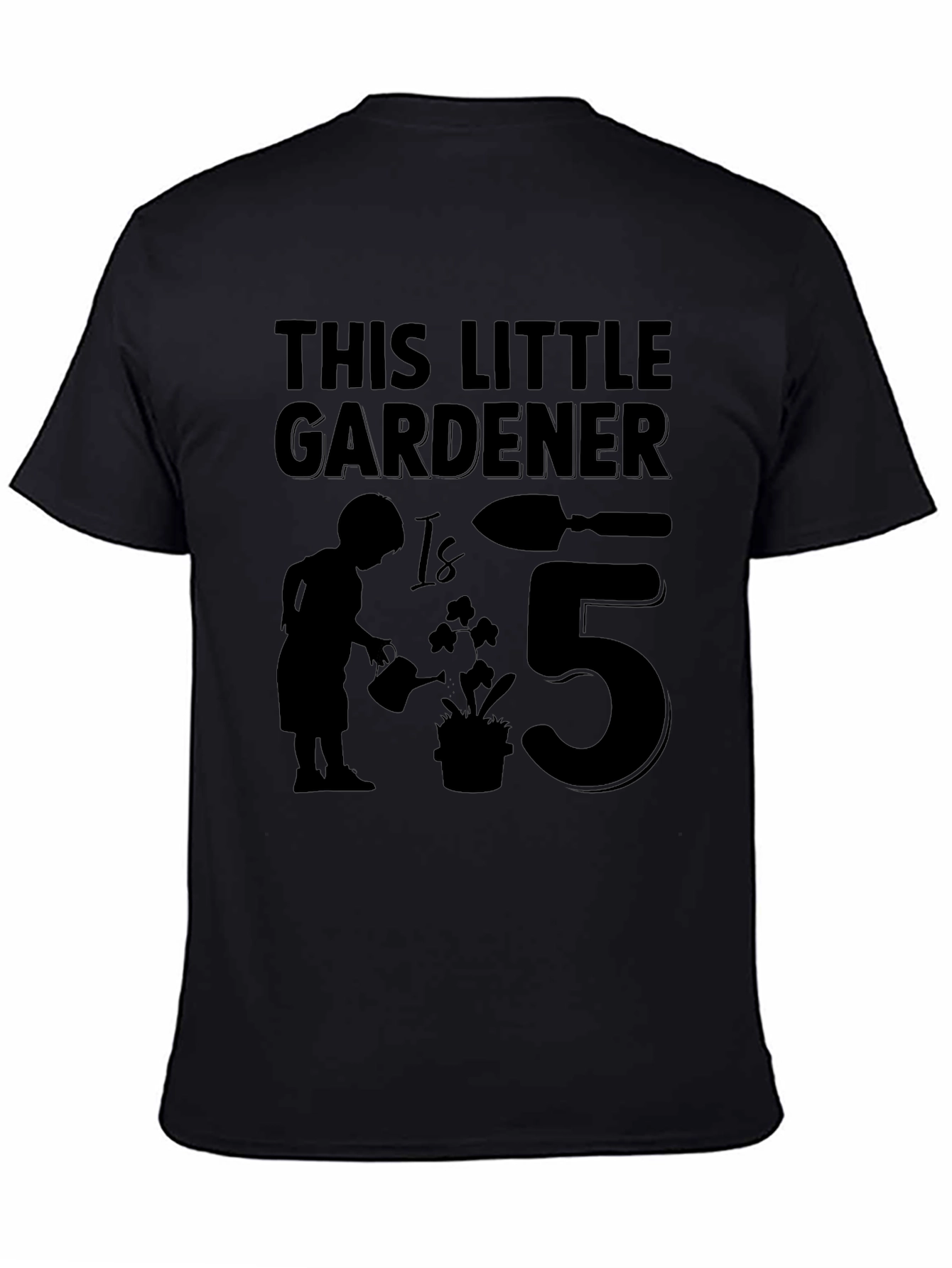 Little Gardener 5th Birthday Black T-Shirt