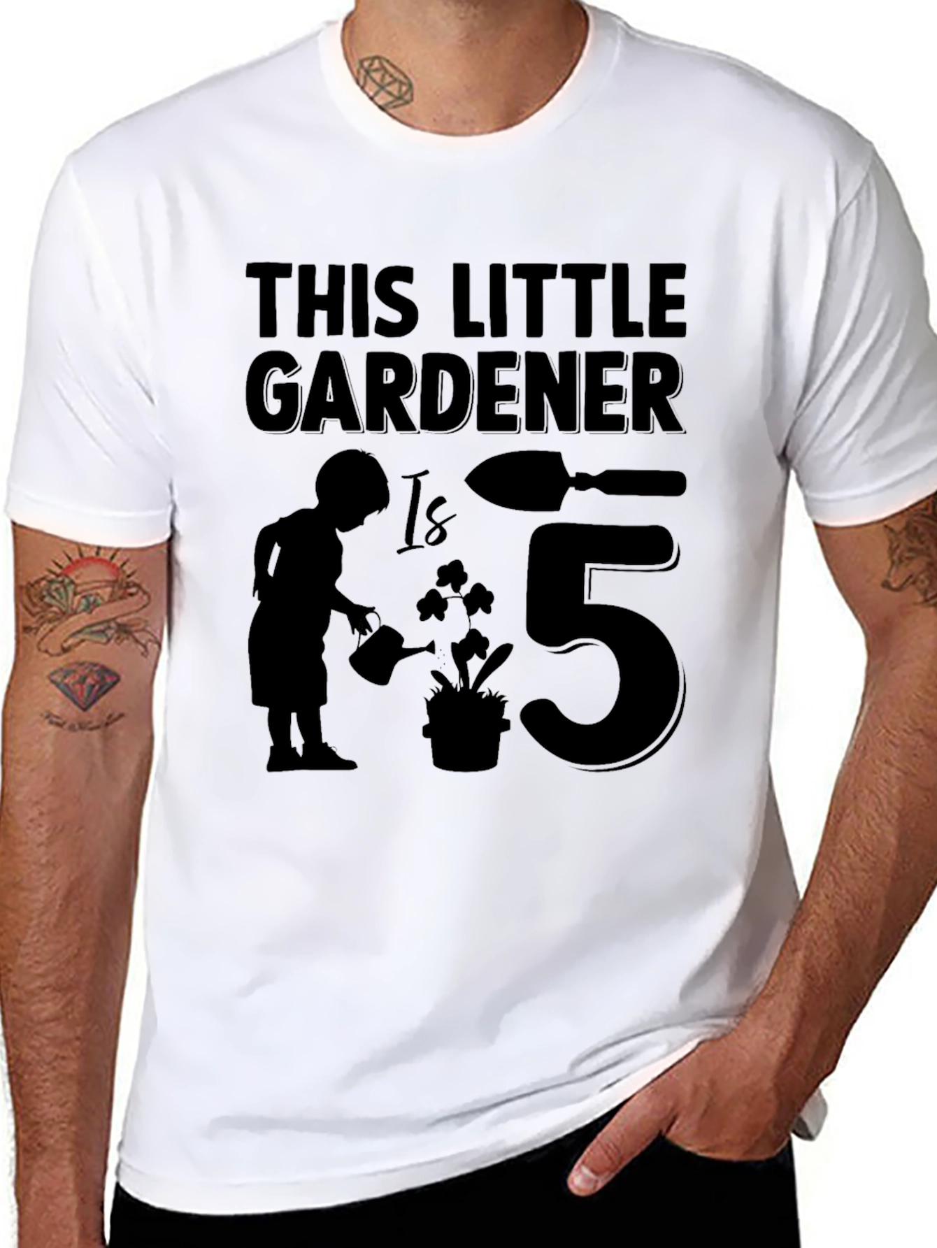 Little Gardener 5th Birthday Black T-Shirt