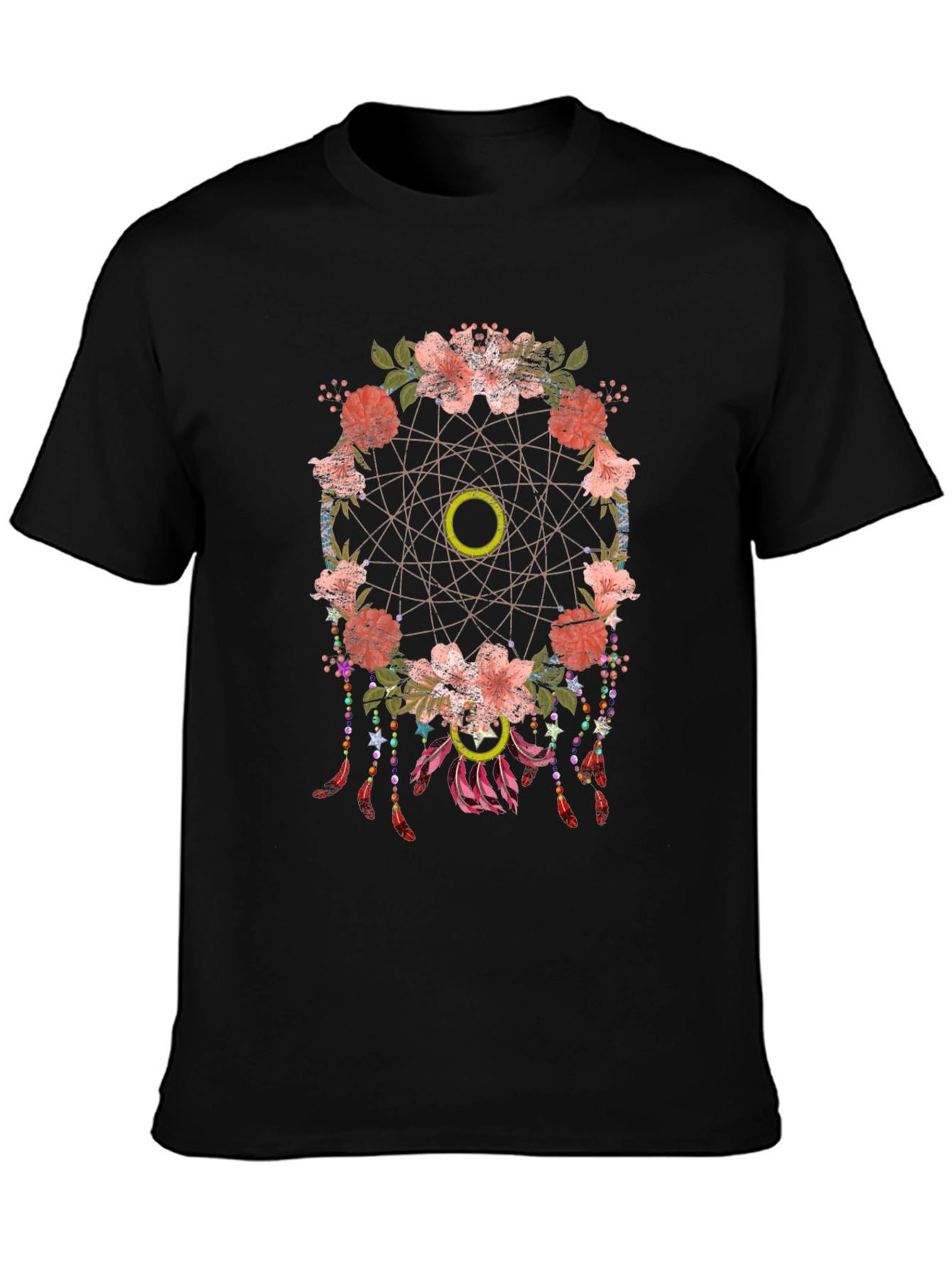 Floral Dreamcatcher Graphic Tee - Trendy Casual Top