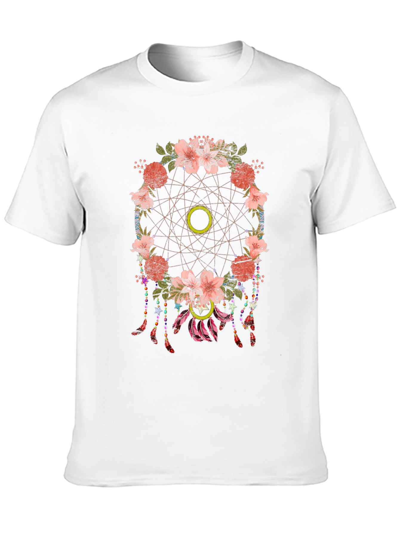 Floral Dreamcatcher Graphic Tee - Trendy Casual Top