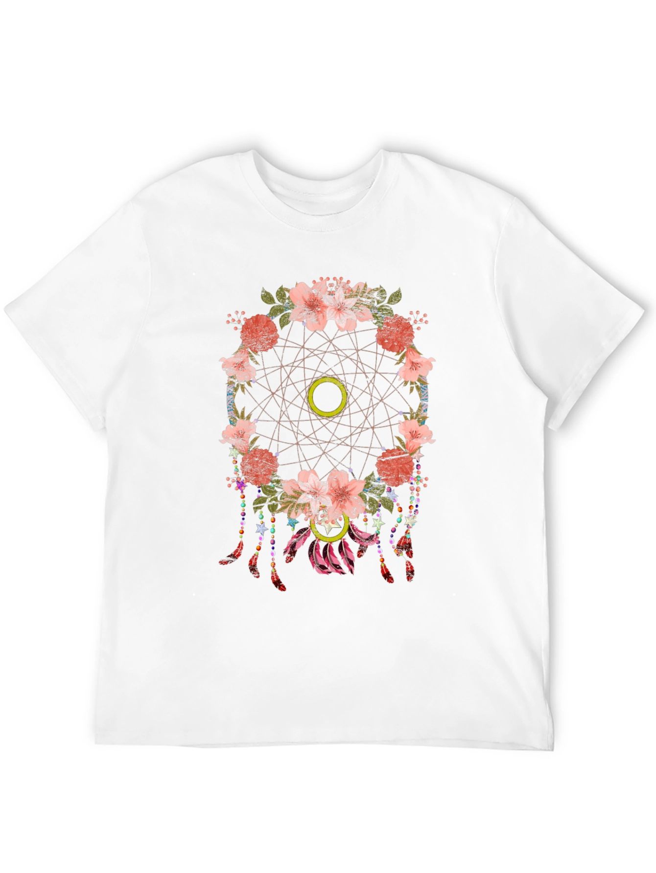 Floral Dreamcatcher Graphic Tee - Trendy Casual Top