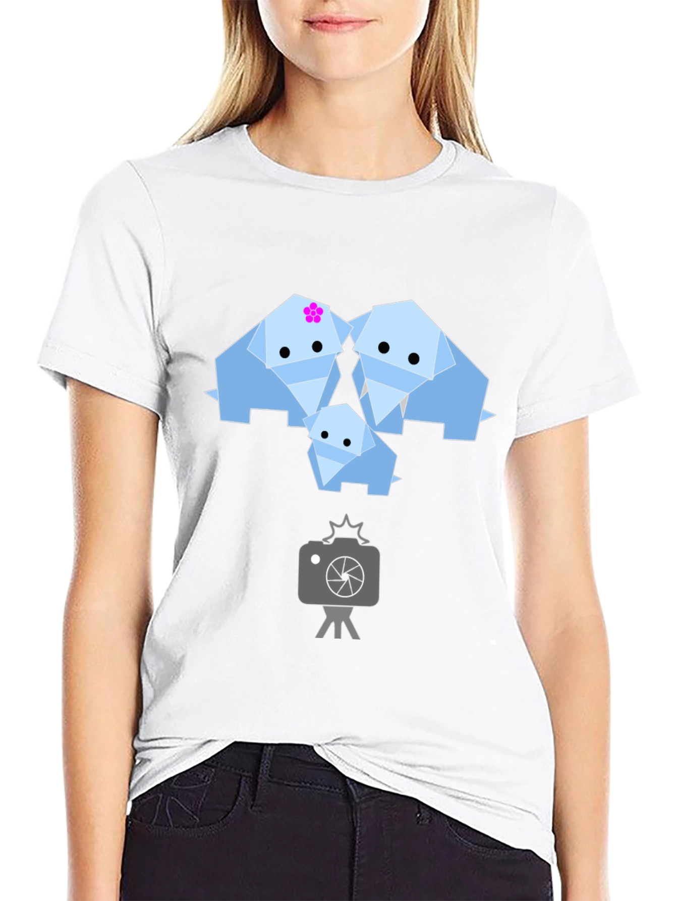 Origami Elephant Family Graphic T-Shirt