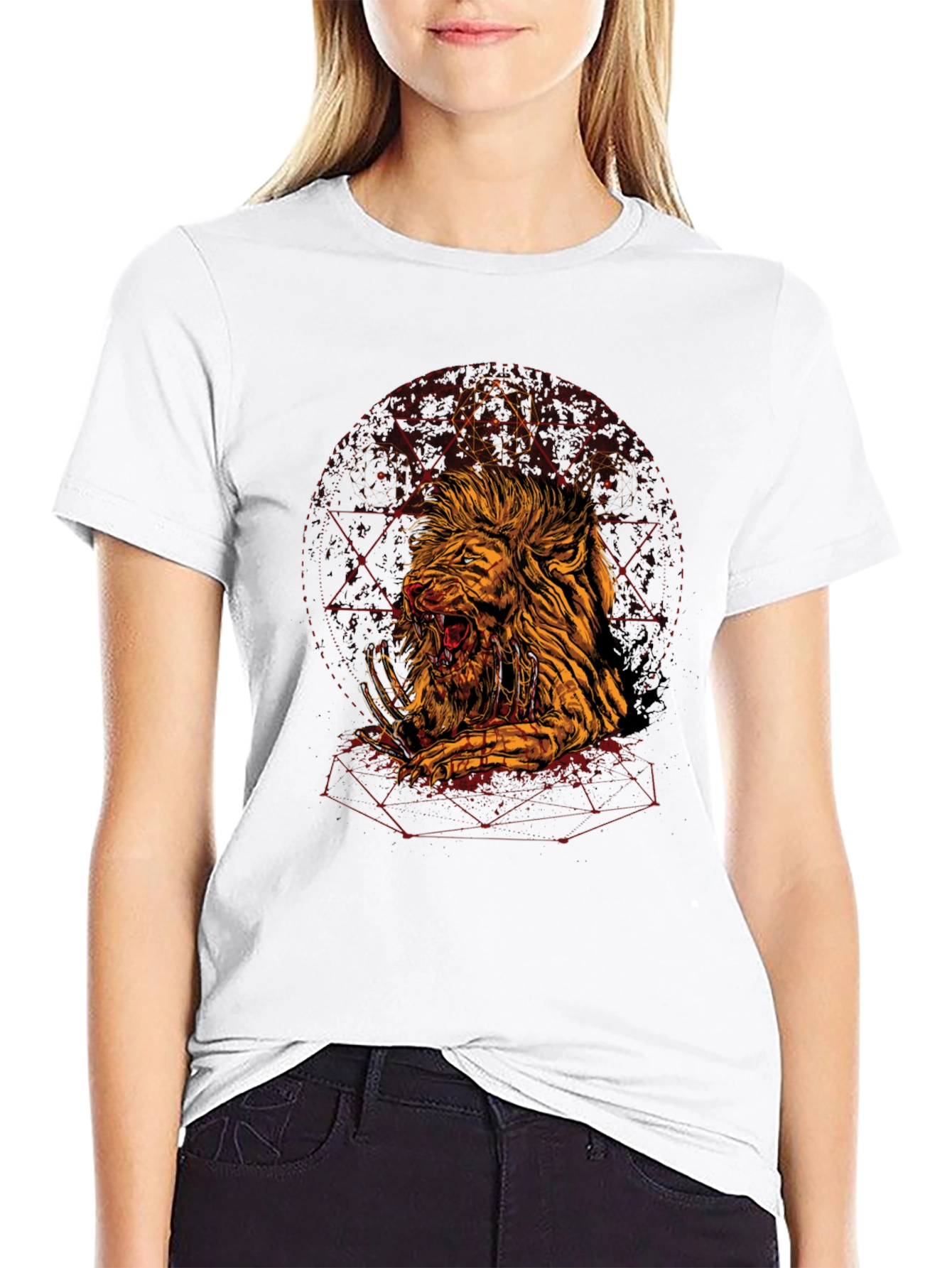 Mens Black Lion Graphic Tee