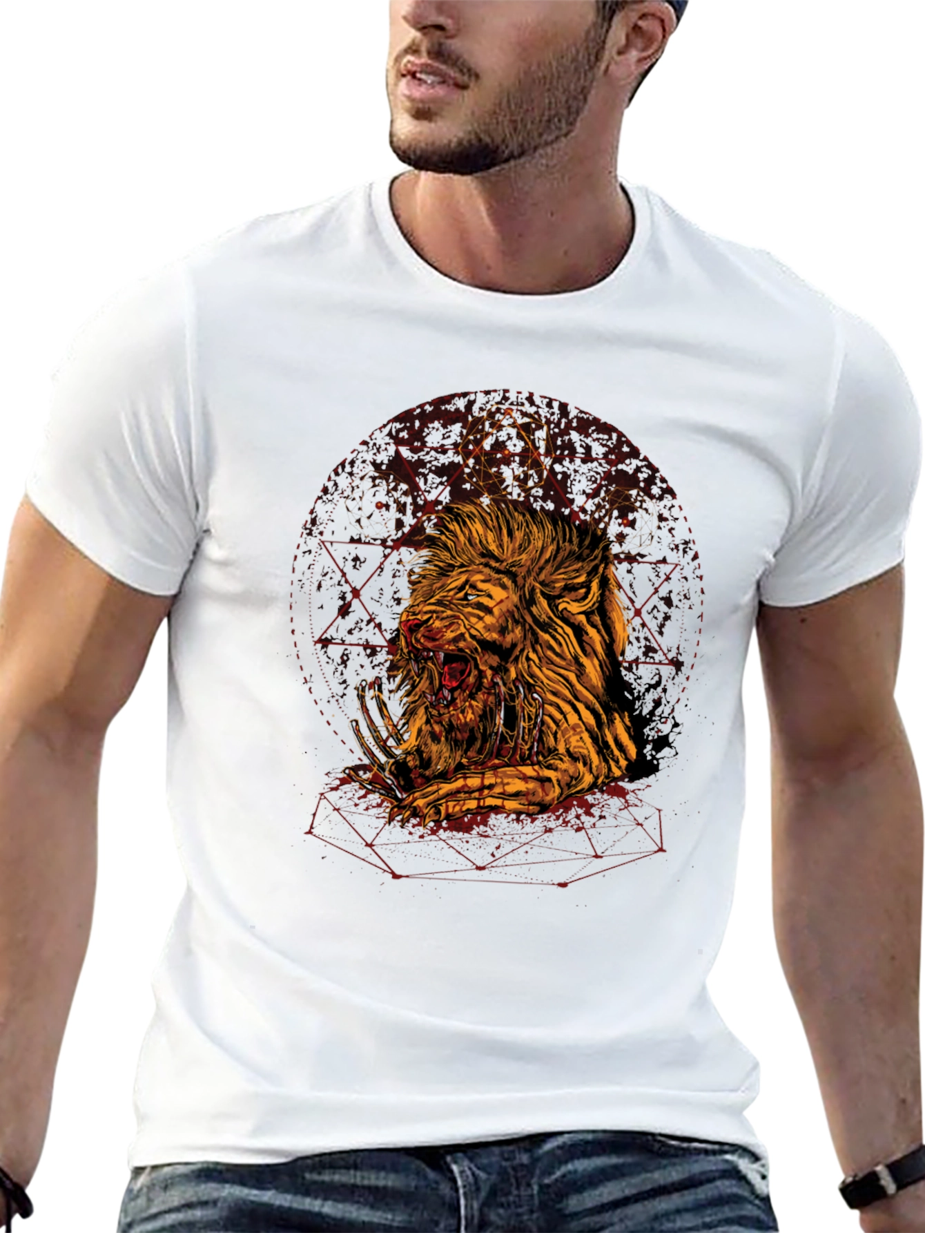 Mens Black Lion Graphic Tee