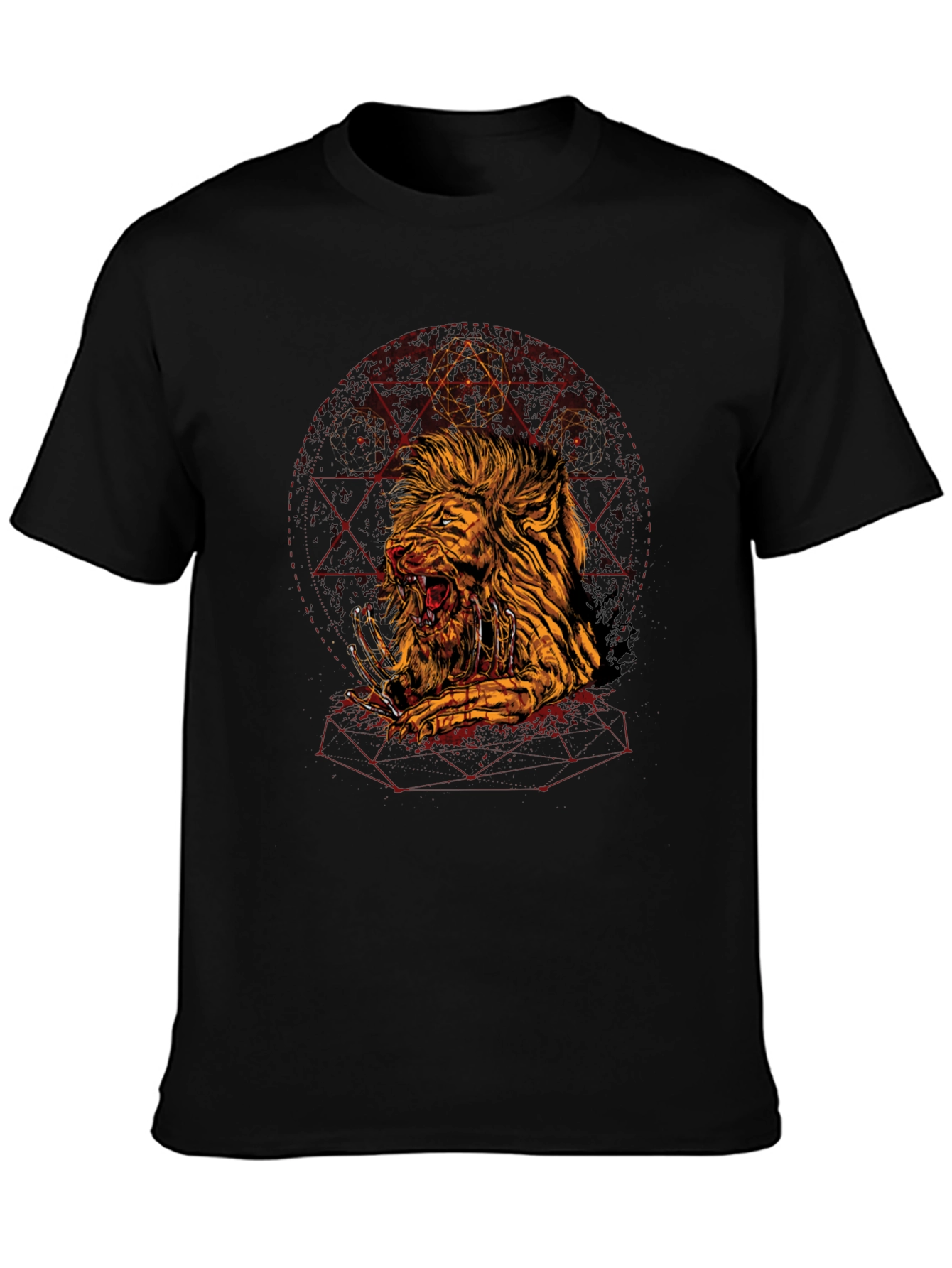 Mens Black Lion Graphic Tee