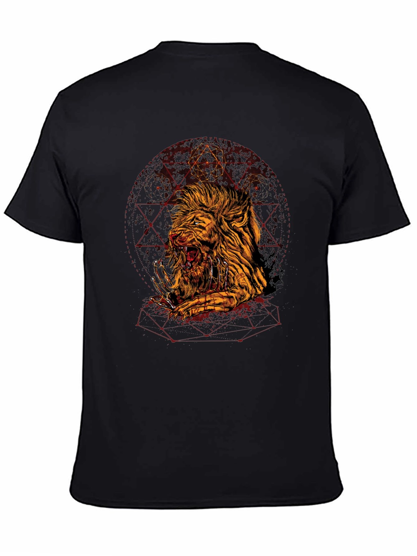 Mens Black Lion Graphic Tee