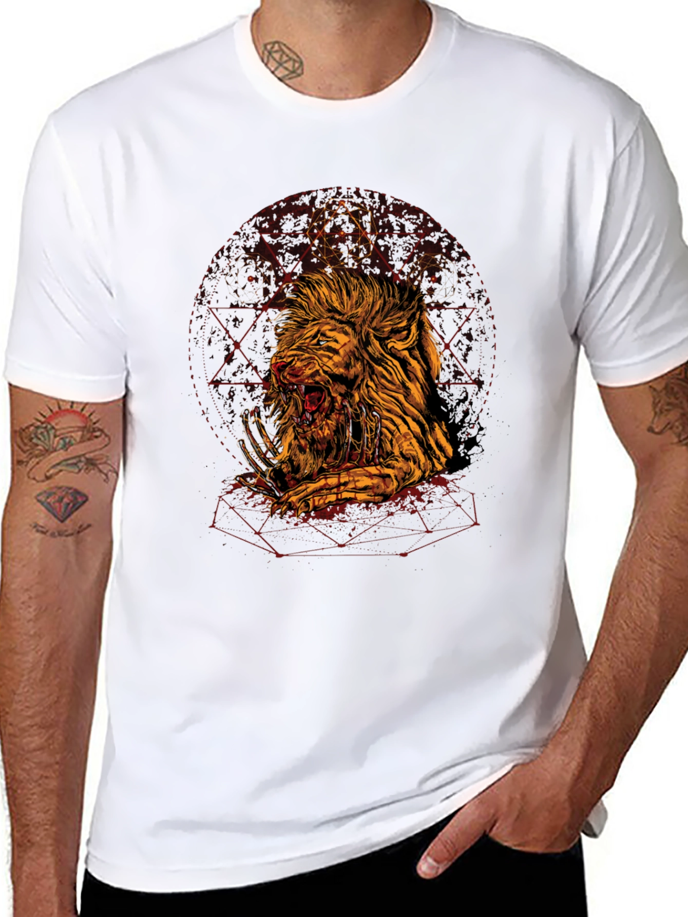 Mens Black Lion Graphic Tee
