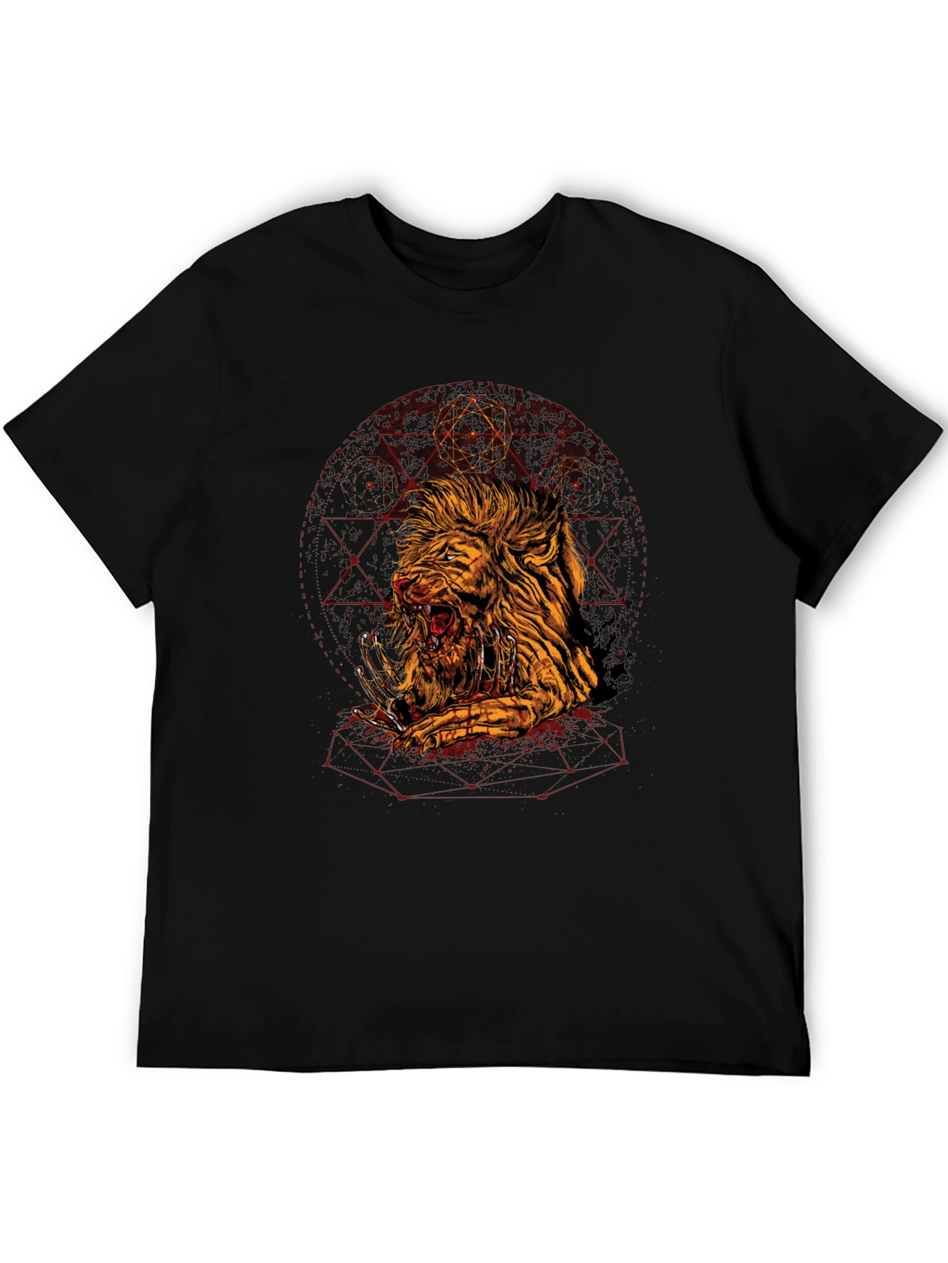Mens Black Lion Graphic Tee