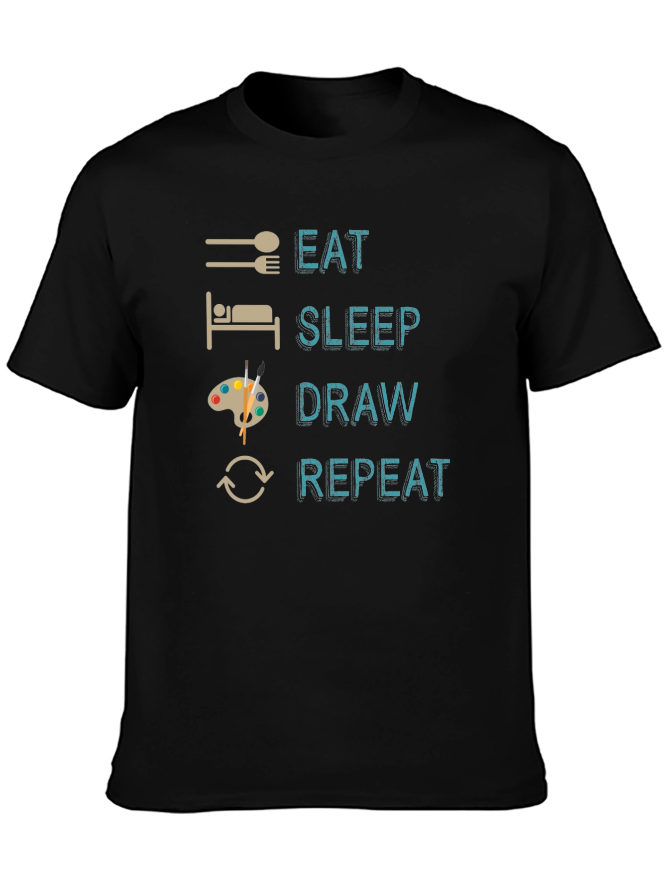 Eat Sleep Draw Repeat Black Graphic Tee